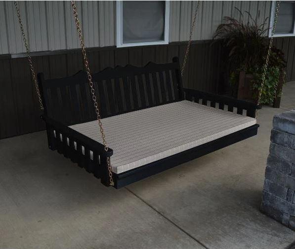 Royal English Garden Swing Bed - Solid Yellow Pine Wood Outdoor Patio Furniture for Relaxing in Backyard, Garden or Porch