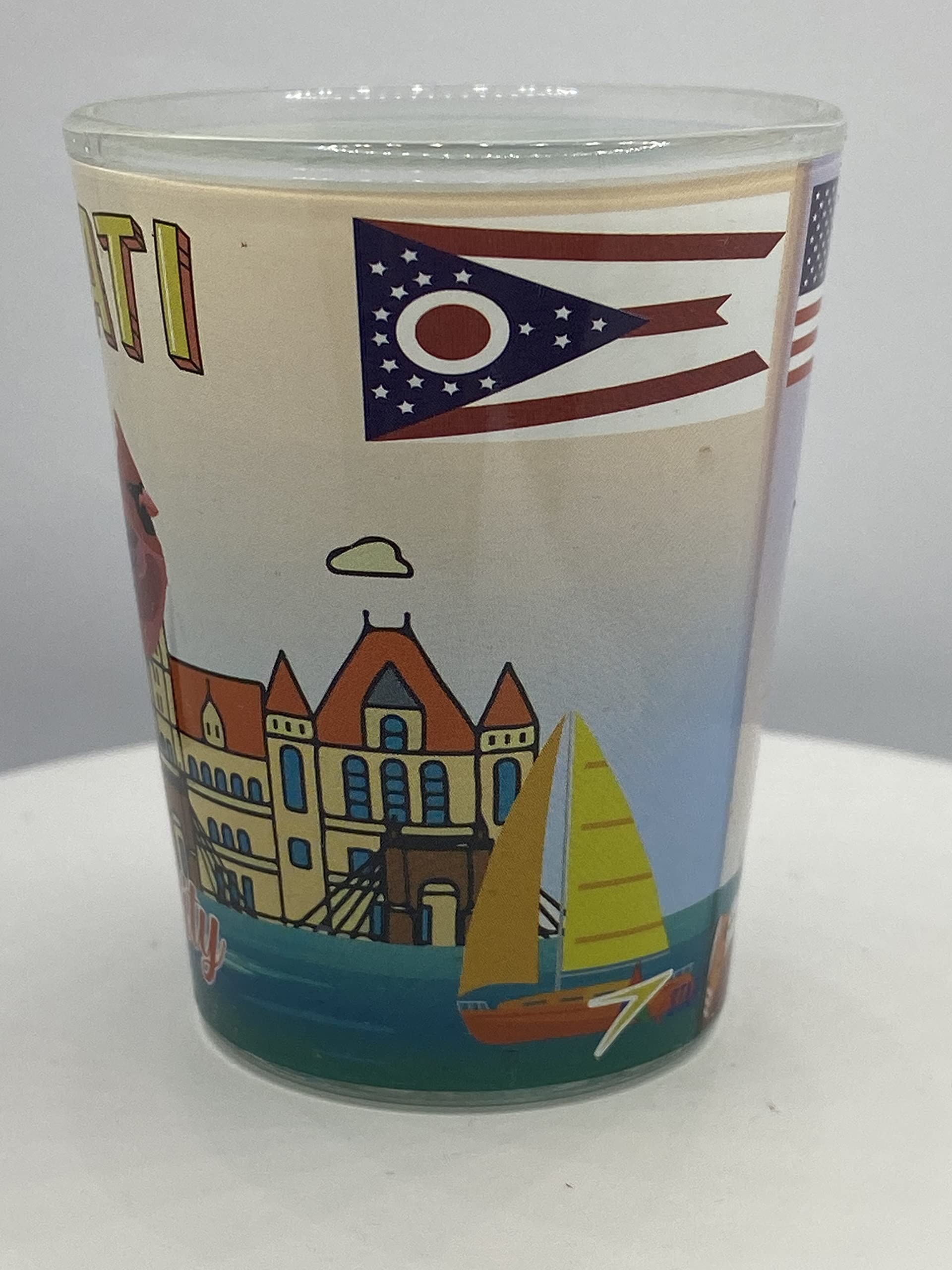 2 oz Cincinnati Ohio Themed Shot Glass - Perfect for Parties, Gifts & Collectibles | Barware & Souvenir Drinking Glass for Bourbon, Whiskey & Cocktails