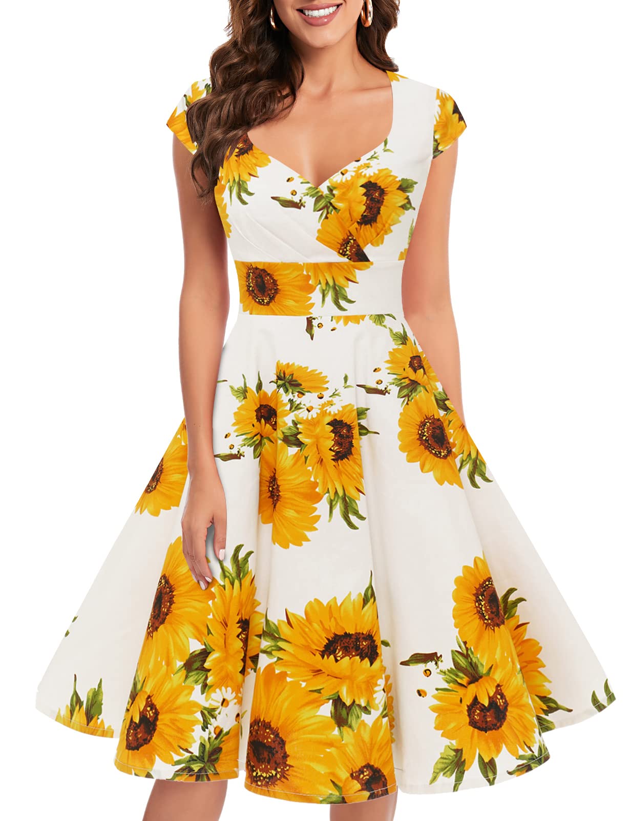 Vintage 1950s Retro Swing Dress for Women - Short Cocktail Party Dress with Flared Skirt | Perfect for Swing Dancing, Cocktail Parties, and Retro-Themed Events