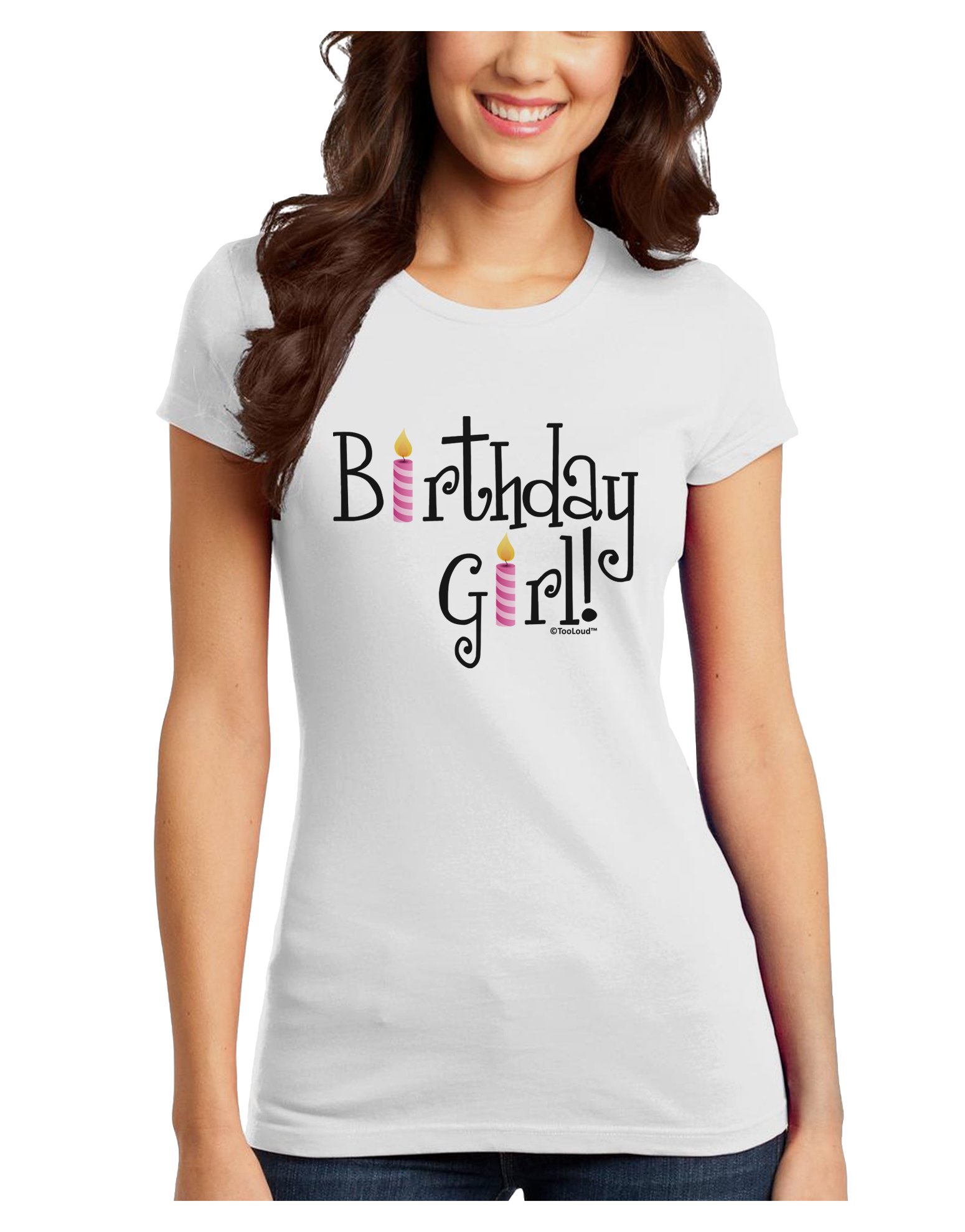 TOOLOUD Birthday Girl T-Shirt - Cute Birthday Candles Graphic Tee for Girls | Perfect for Birthday Parties & Celebrations