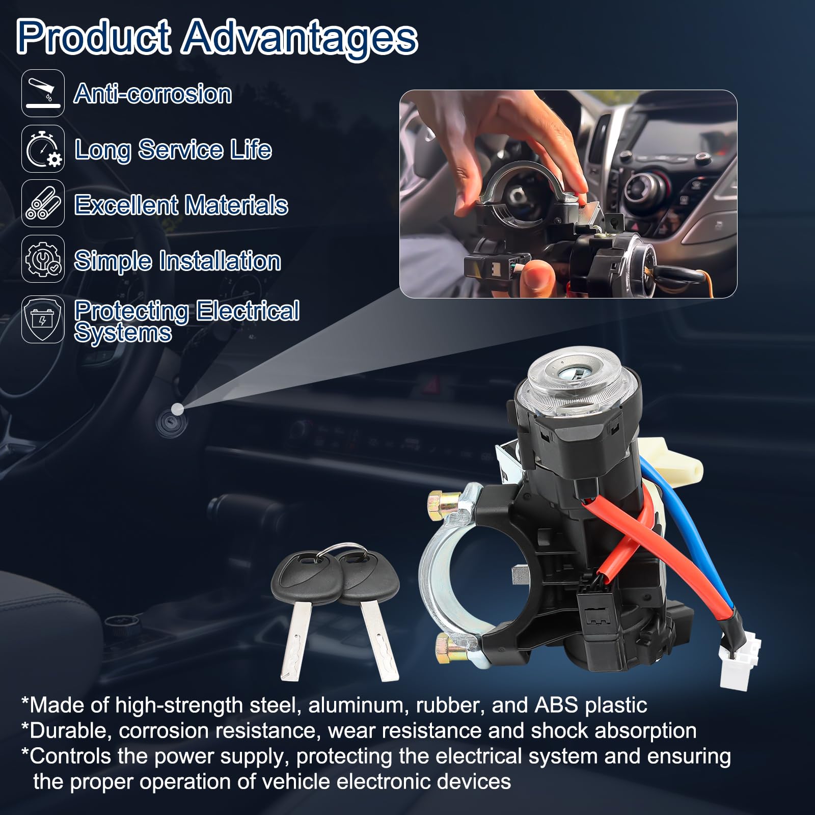 81910-D3110 Ignition Lock Cylinder & Housing with 2 Keys - Compatible with 2015-2021 Hyundai Tucson, Elantra GT, Veloster N & 2016-2023 Kia Rio, Sportage - Replacement Ignition Switch Assembly (Perfect for DIY Car Repairs & Key Replacement)