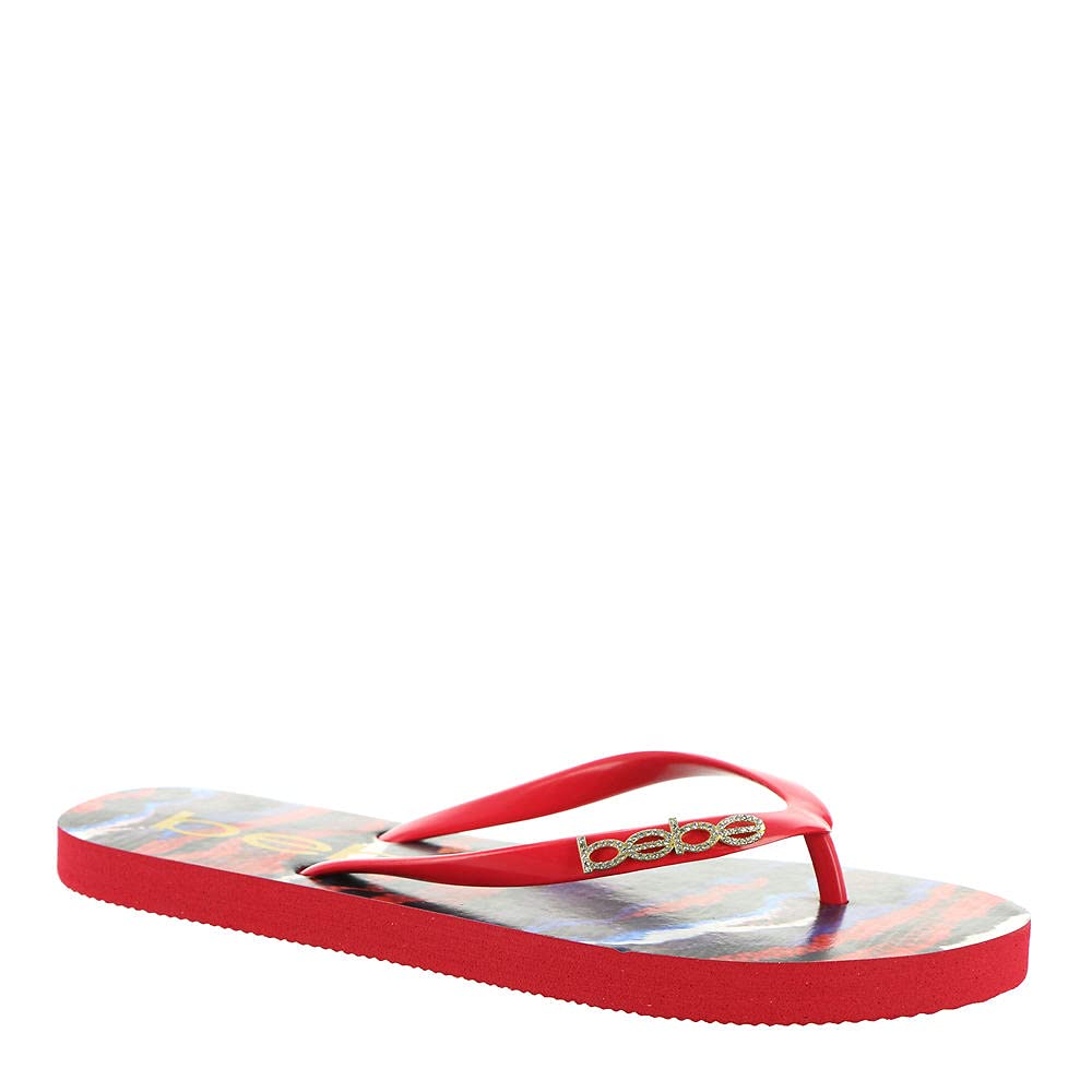 Jaynee Women's Red Printed Flip Flops Size 10 - Comfortable Beach Sandals for Summer Vacation, Pool Party, and Casual Outings