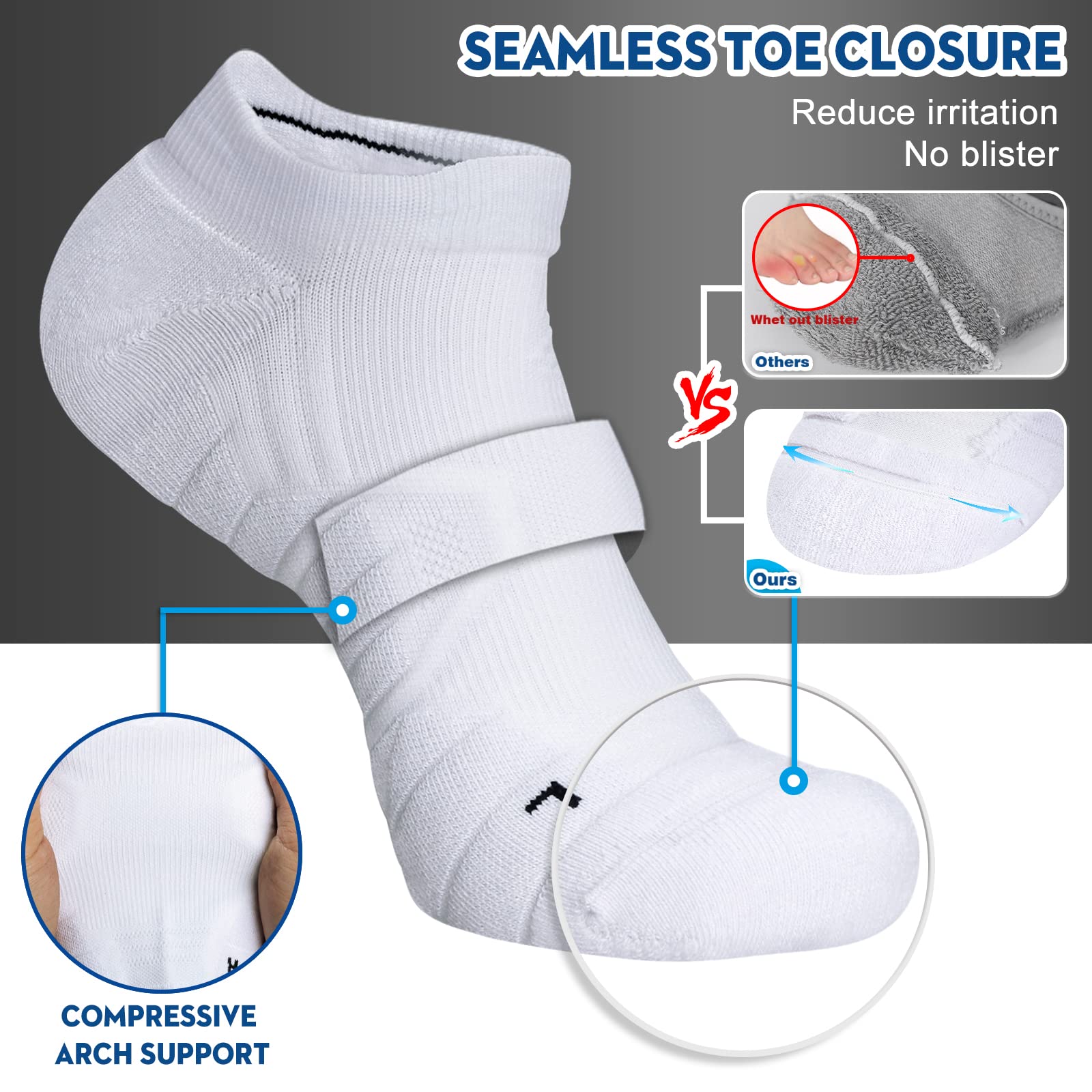 Hylaea Athletic Running Socks - Cushioned & Moisture Wicking Low Cut Socks for Men & Women - Perfect for Marathon, Jogging & Workout
