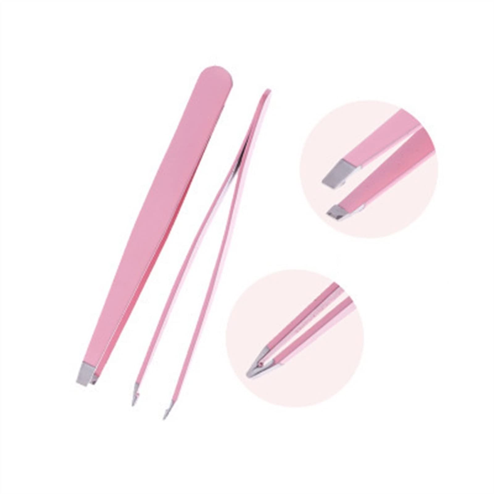 Stainless Steel Slant Tip Eyebrow Tweezers - Non-Slip Grip for Precise Hair Removal, Shaping & Makeup - Perfect for Home, Salon & Travel (Color: 01, 2-Pack)
