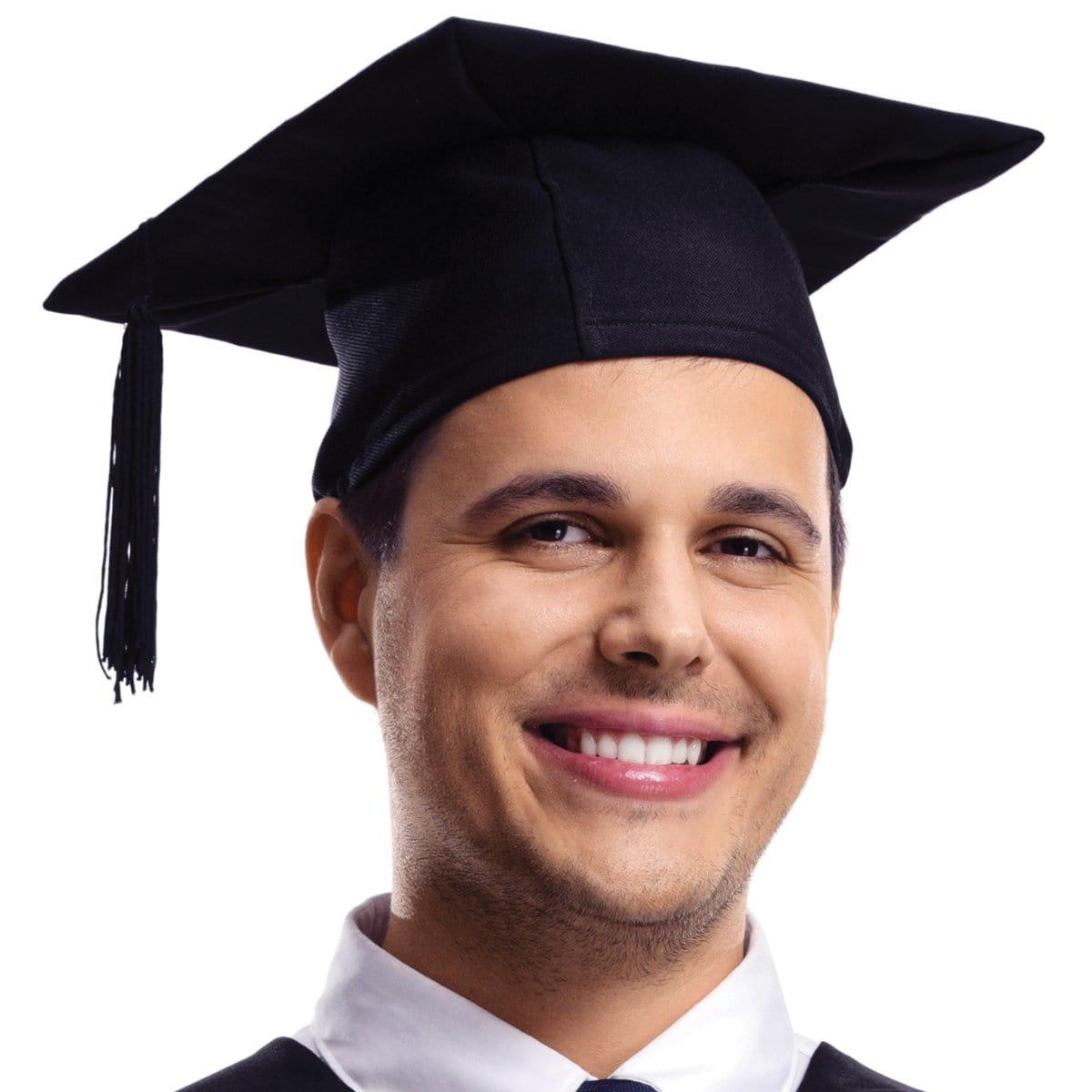 Black Graduation Cap with Gold Tassel for Adults - Commencement Ceremony, College Graduation, Photoshoot & Party Accessories
