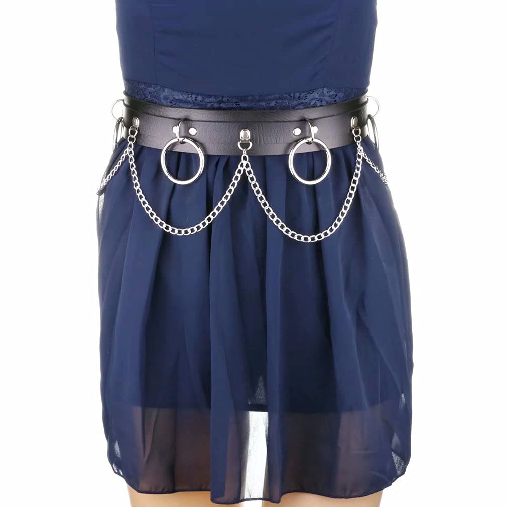Punk Waist Chain Leather Waist Belt - Gothic Body Jewelry Accessories for Women & Girls | Purple Hip Chain for Rave, Festival, Cosplay & Night Out