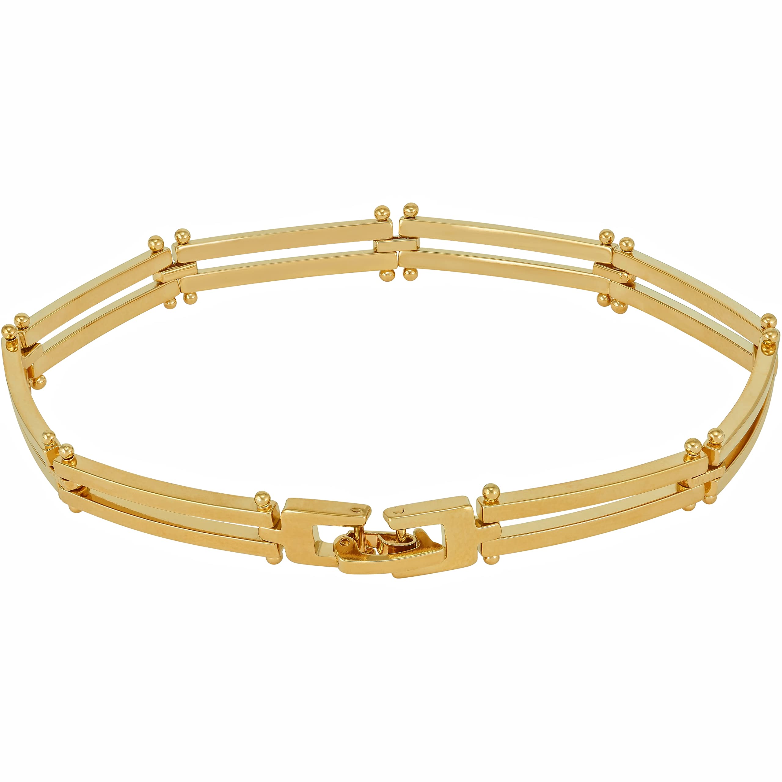 LIFETIME JEWELRY 24K Real Gold Plated Polished Bar Link Bracelet for Women & Men - Perfect for Weddings, Anniversaries, Gifts & Everyday Luxury Wear