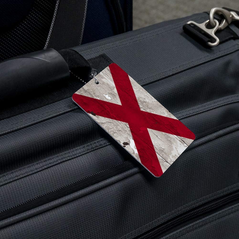 Vintage Rustic Distressed Alabama Flag Luggage Tag - Personalized Suitcase ID Tag for Carry-On Bags | Perfect for Travel, Gifts & Southern Pride
