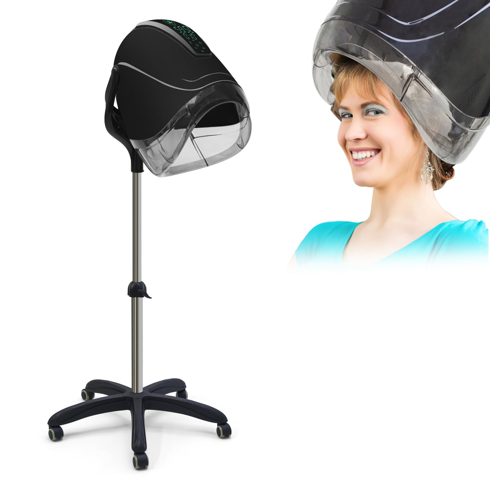 Elitzia Ionic 1000W Professional Hooded Hair Dryer - Salon Grade Hair Drying Machine with 8 Heat Settings & Versatile Styling for Home & Salon Use (Black, 5-Leg Base) - Perfect for Quick Drying, Volumizing & Salon-Quality Styling at Home