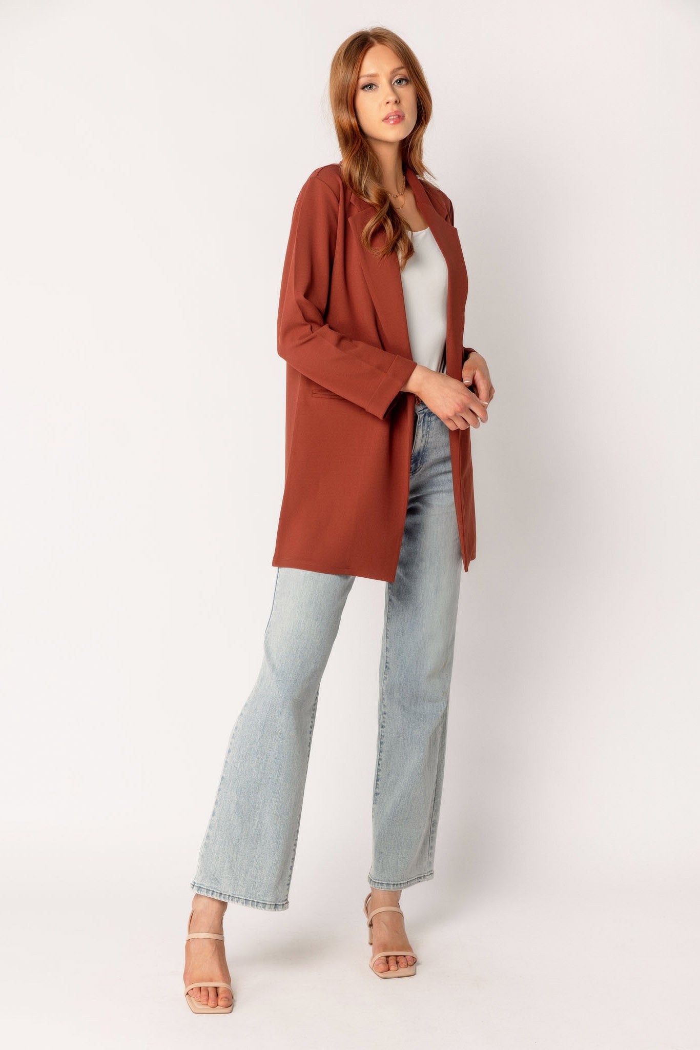 Stylish Longline Blazer with Roll-Up Sleeves for Women | Trendy Office Wear & Casual Outfits | Perfect for Work, Dates & Special Occasions