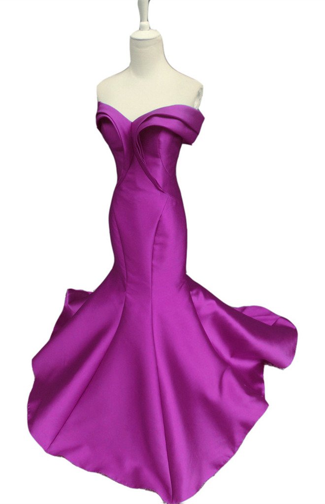 Emanni Women's Strapless Mermaid Evening Gown - Magenta Formal Dress Size 12 for Prom, Wedding & Special Occasions
