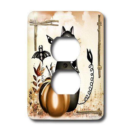 3dRose Halloween Cat 2 Plug Outlet Cover - Spooky Decor for Home, Office & Party (lsp_4422_6) | Perfect for Halloween Decorations & Electrical Safety