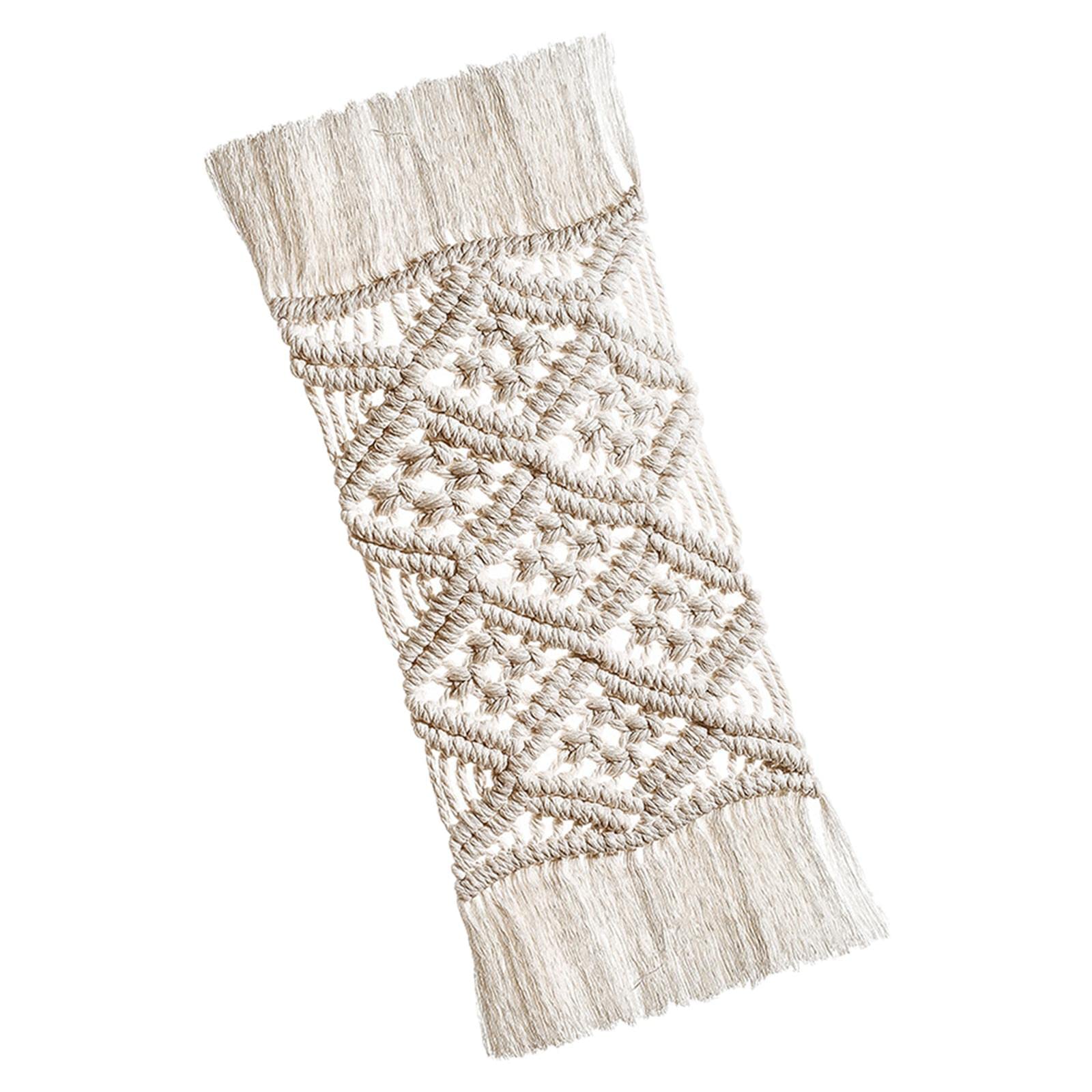 B Baosity Macrame Placemats - Handmade Woven Boho Placemats Set of 4, Farmhouse Fringe Table Mats for Dining Table & Kitchen Decor, 6x16 Inch - Perfect for Bohemian Wedding, Rustic Dinner Party & Cozy Home Decor