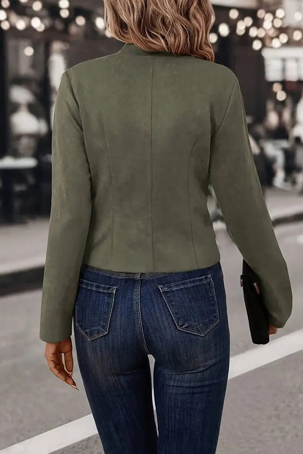 Elegant Solid Color Double Breasted Long Sleeve Blazer for Women - Perfect for Office Wear, Business Meetings & Formal Occasions