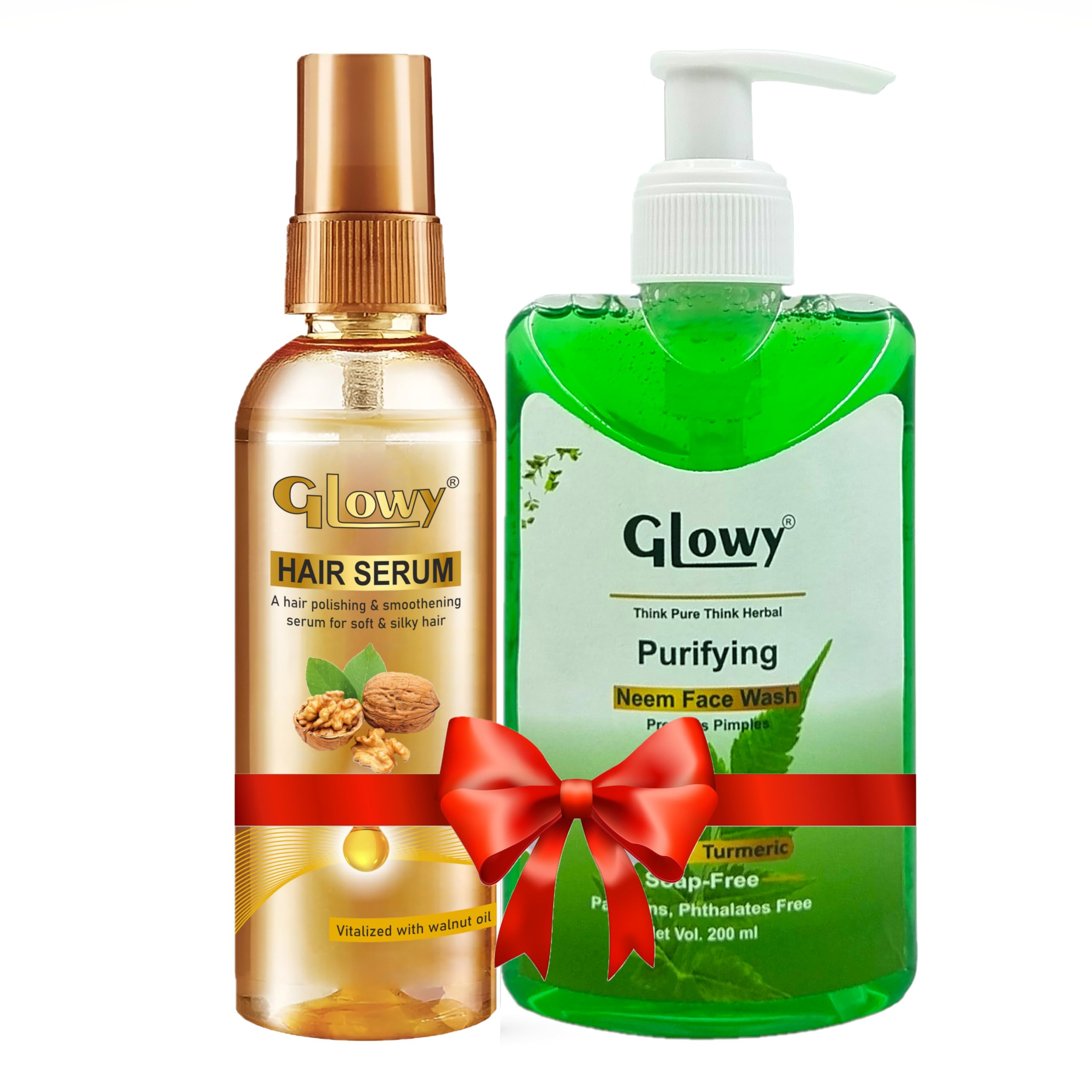 GLOWY Vitalized Hair Serum with Neem Extract | Shine & Smooth Hair Treatment | Face Wash for Women & Men | Perfect for Daily Hair Care & Skincare Routine