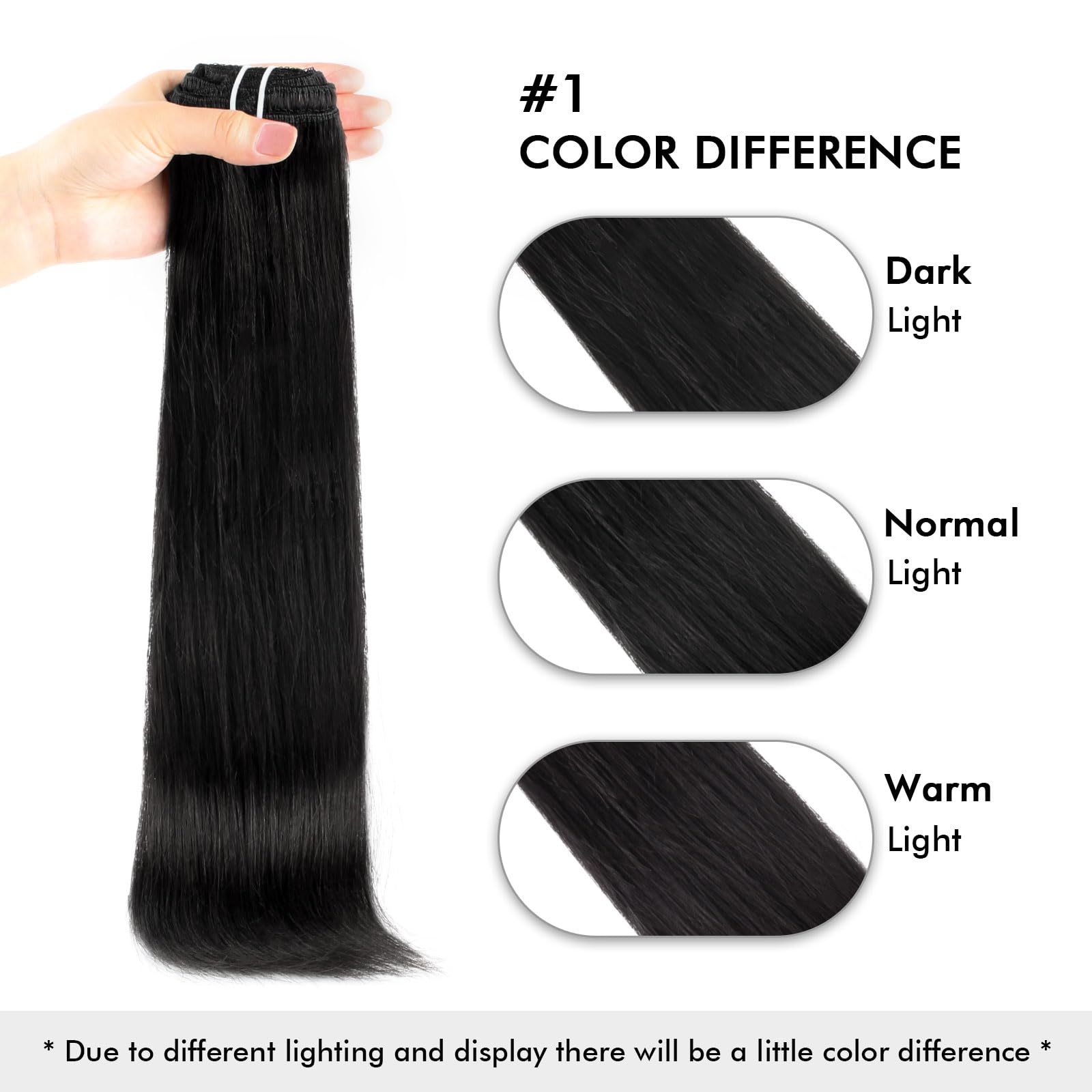 Premium 9A Grade Jet Black Virgin Human Hair Extensions - 18 Inch Clip-In 7-Piece Set (120g, 18 Clips) for Thick & Full Volume - Perfect for Styling, Parties & Everyday Glam