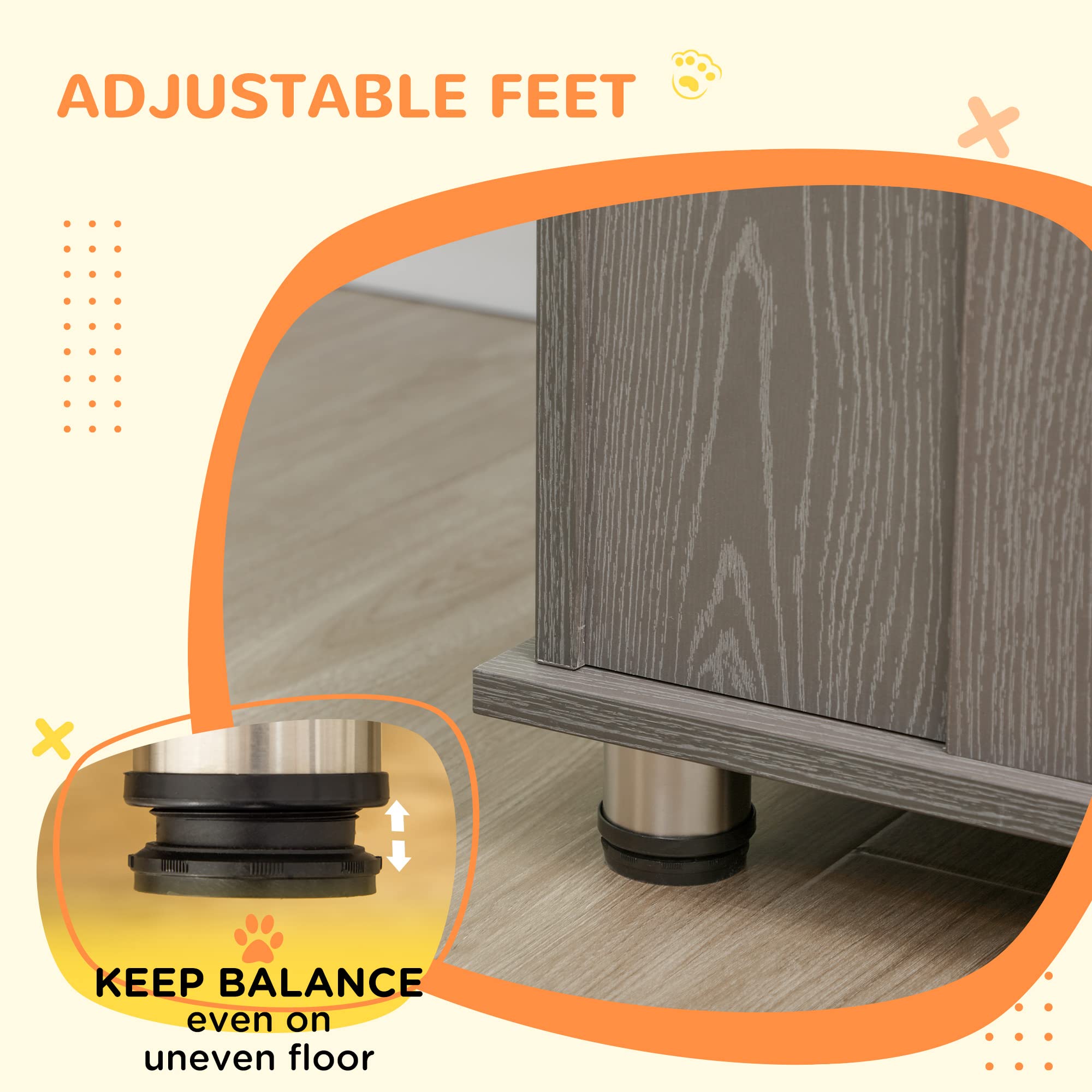 PawHut Extra Large Wooden Dog Crate Furniture - Lockable Magnetic Door Pet Kennel, Indoor Animal Cage with End Table Design, Gray | Perfect for Living Room, Bedroom & Home Decor