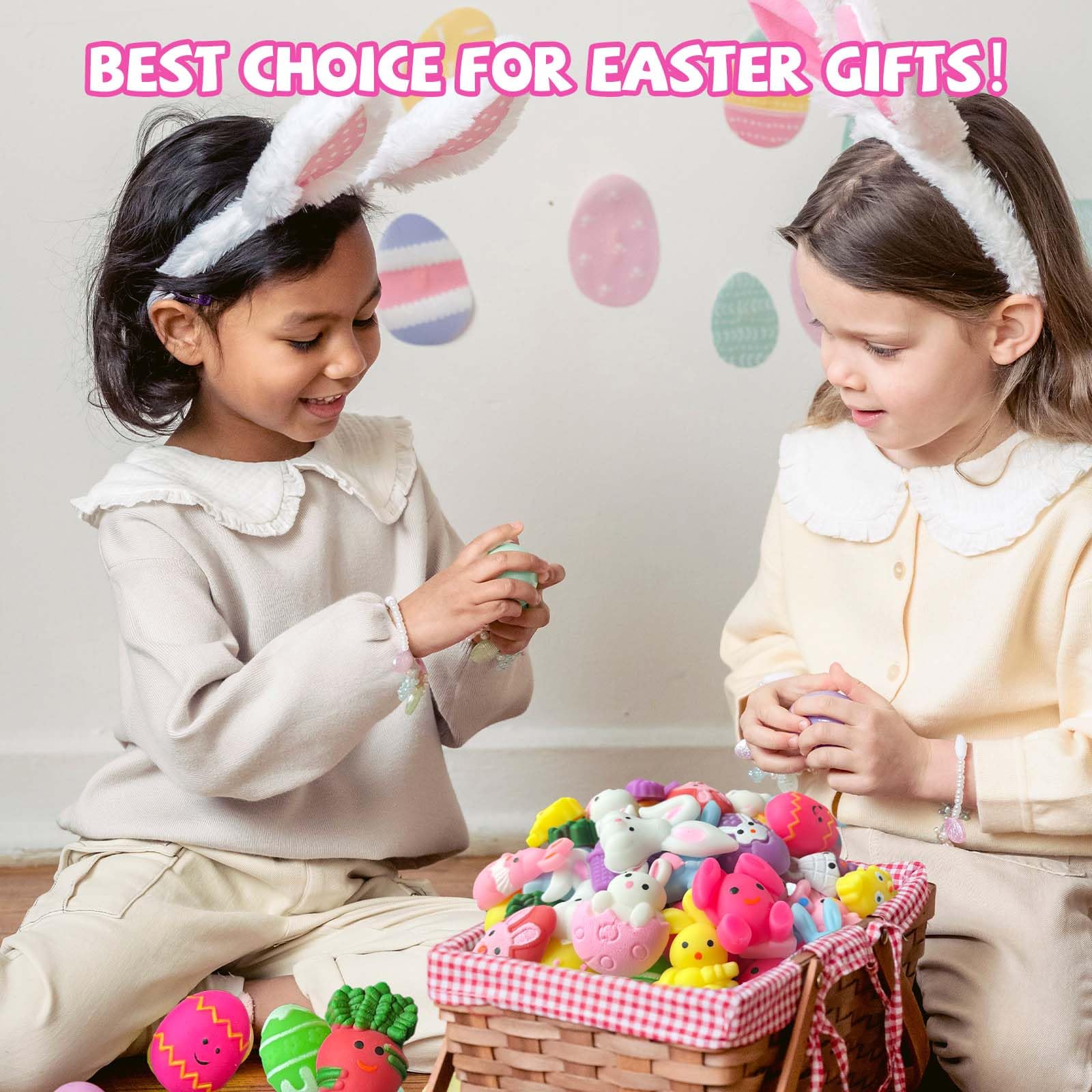 24PCS Easter Mochi Squishy Toys - Cute Animal Stress Relief Fidget Toys for Kids, Toddlers & Teens - Perfect for Easter Basket Stuffers, Egg Fillers, Goodie Bags, Classroom Prizes & Party Favors - Great Sensory Toys for Stress Relief, Anxiety & Focus (Easter Gifts & Party Supplies)