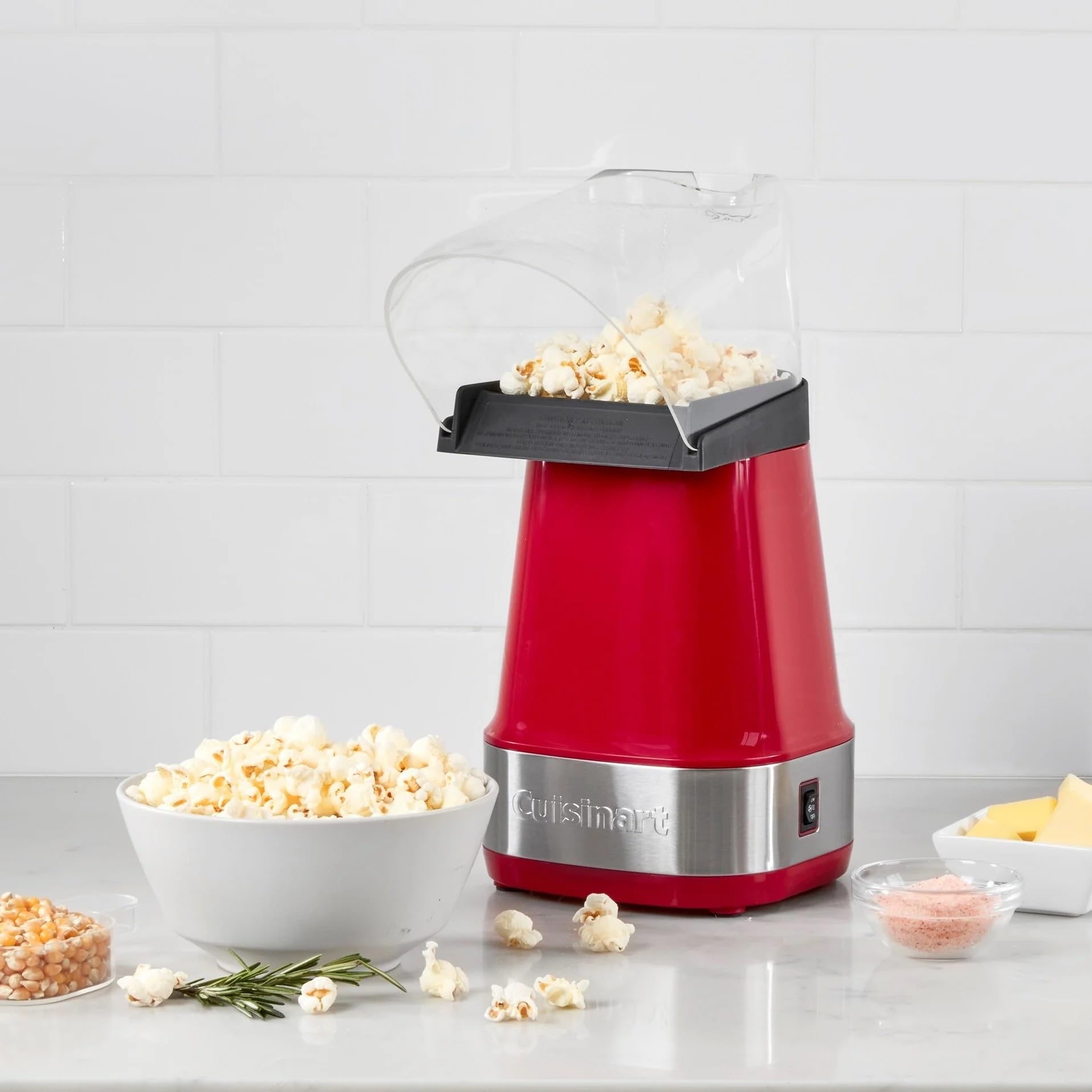 Cuisinart EasyPop Hot Air Popcorn Maker - Healthy Snack Machine for Home Theater, Movie Nights & Family Gatherings (Red)