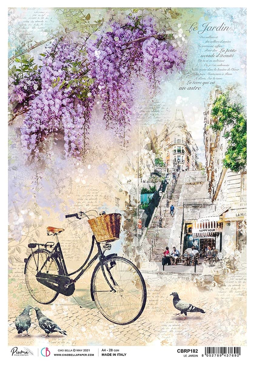 Premium A4 Rice Paper for Art, Calligraphy & Crafting - Le Jardin Design - Perfect for Watercolor Painting, Scrapbooking & DIY Projects