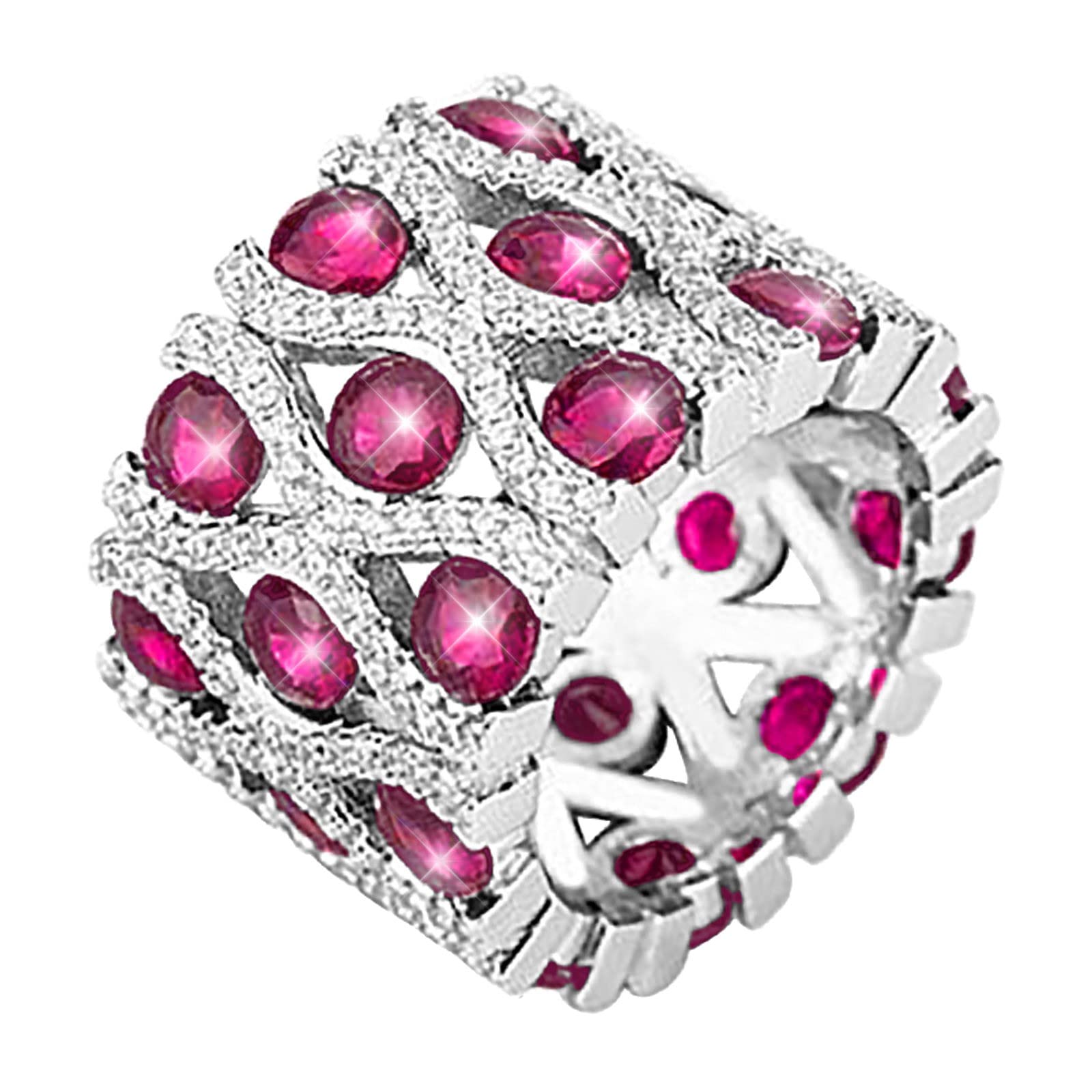 Women's Spinner Band Ring - 925 Sterling Silver Wide Eternity Wedding Band with Cubic Zirconia Stones | Elegant Stackable Jewelry Gift for Anniversary, Engagement & Everyday Wear