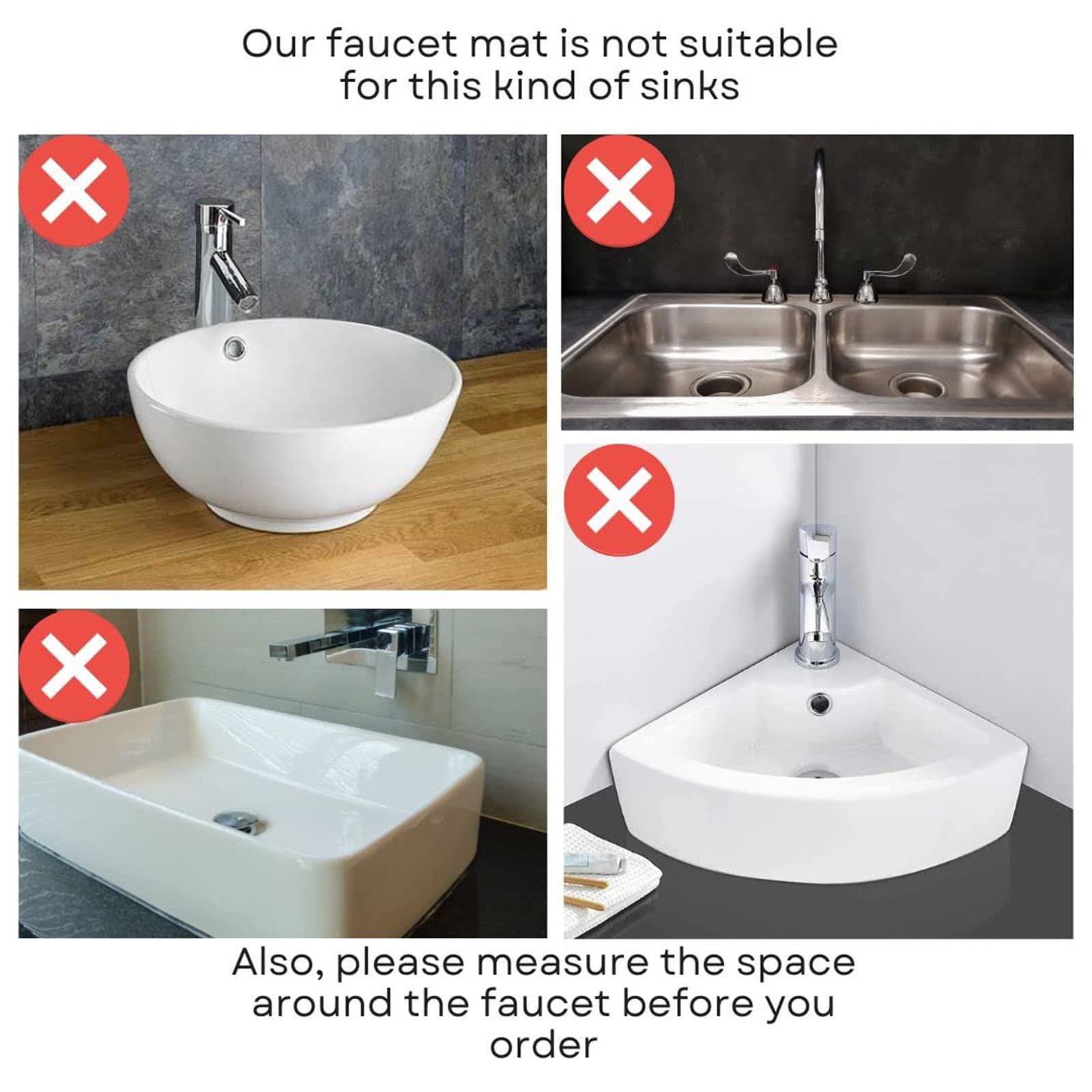**Silicone Sink Splash Guard - Water Catcher Mat for Kitchen & Bathroom Faucets | Prevents Countertop Water Splashes | Non-Slip Faucet Protector for RV, Home & Office Use (Gray)**