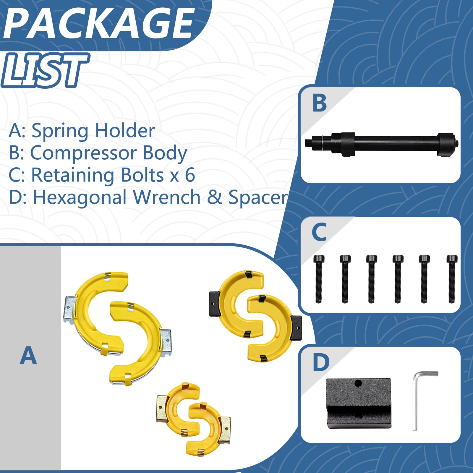 MacPherson Strut Spring Compressor Kit - Professional Interchangeable Fork Coil Spring Extractor Tool with Protective Sleeve & Carrying Case - Perfect for DIY Car Suspension Repair & Maintenance