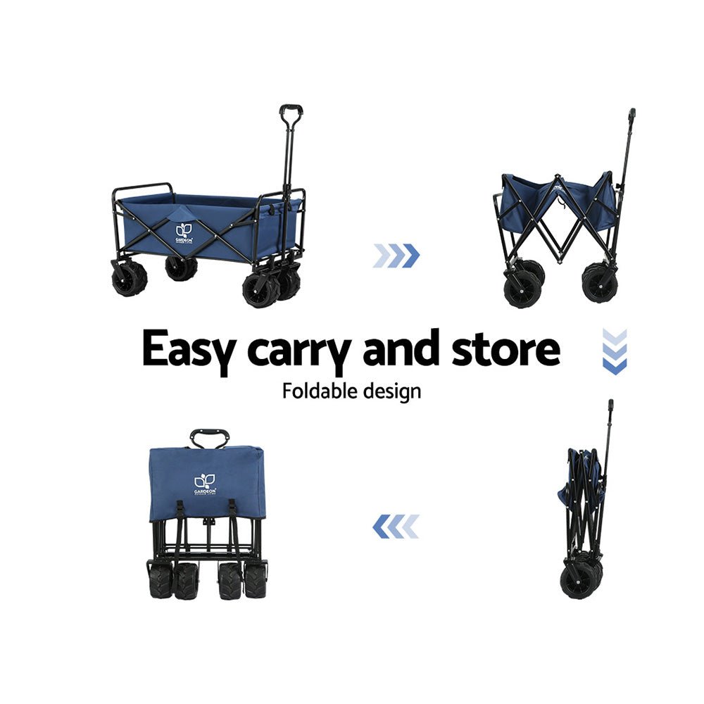 Heavy Duty Folding Garden Cart - 120kg Capacity Utility Wagon for Camping, Outdoor, Beach & Yard Work | Portable Trolley for Gardening, Picnics, Groceries & More