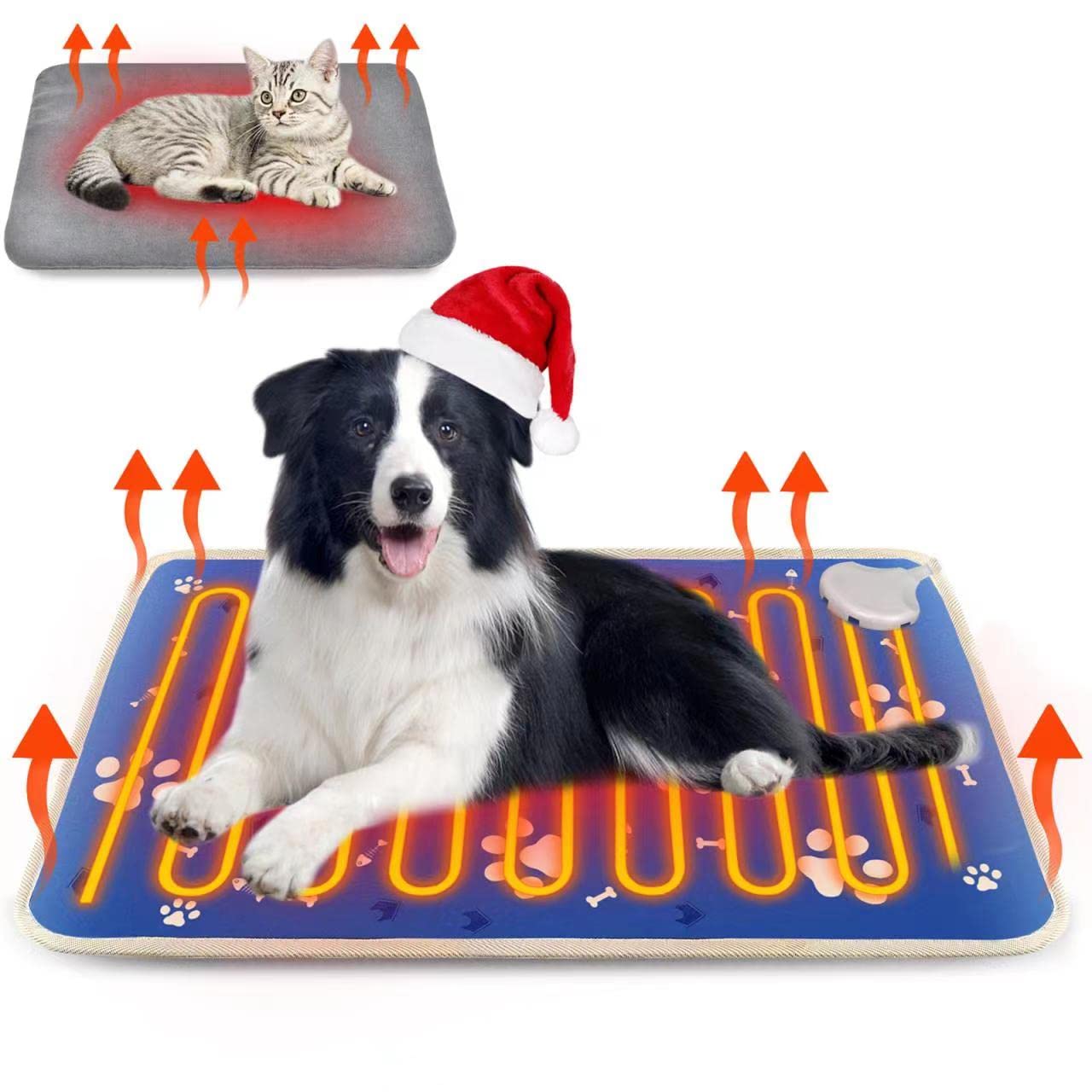 Electric Pet Heating Pad for Cats & Dogs - Adjustable Temperature & Timer, Soft Cover - Cozy Warming Bed Mat for Winter, Arthritis Relief & Comfortable Sleep