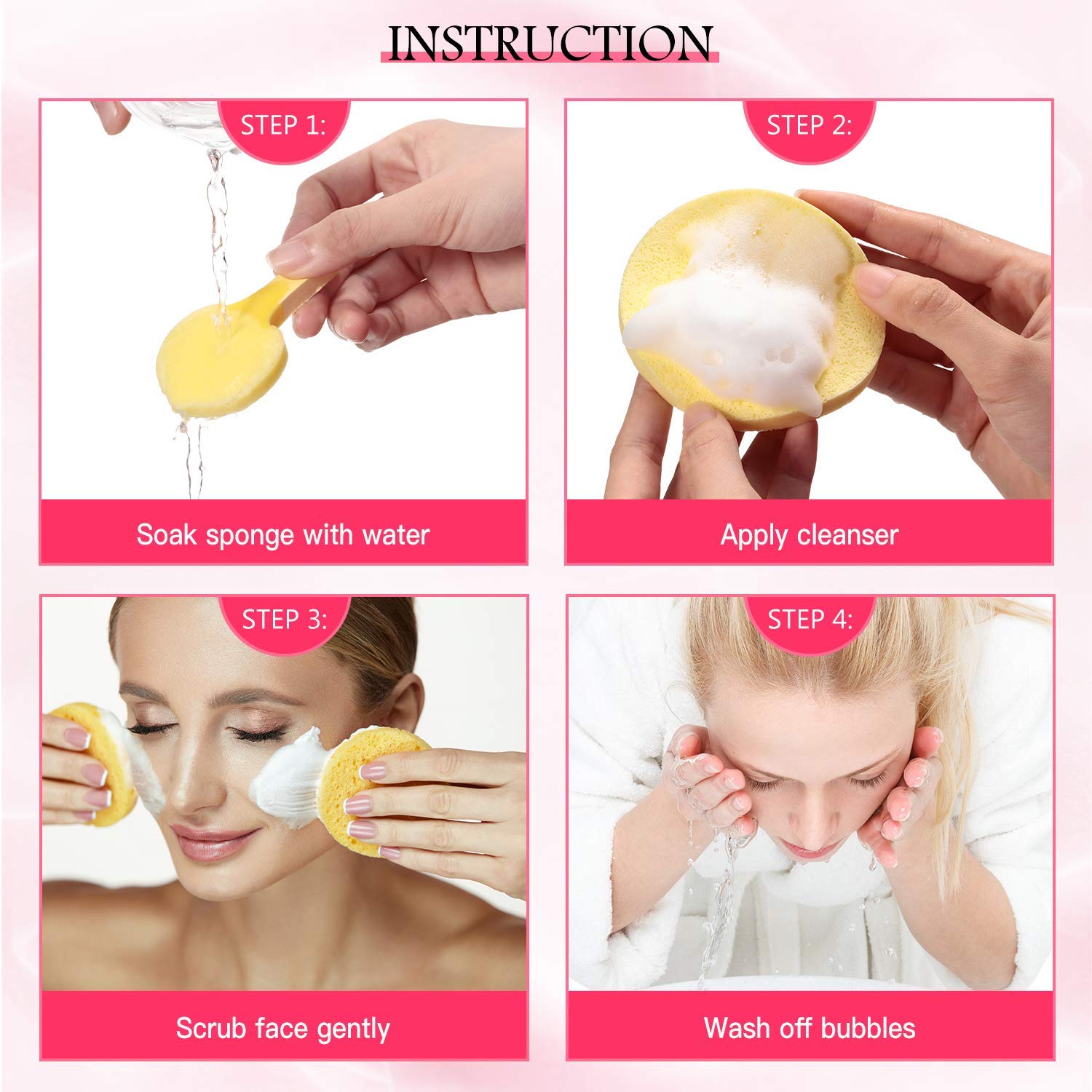 Mapperz Facial Cleansing Sponge Set - 12 Pack Exfoliating Wash Puff & Soft Cleansing Pads for Deep Pore Cleaning (Multicolor) - Perfect for Daily Skincare Routine & Makeup Removal