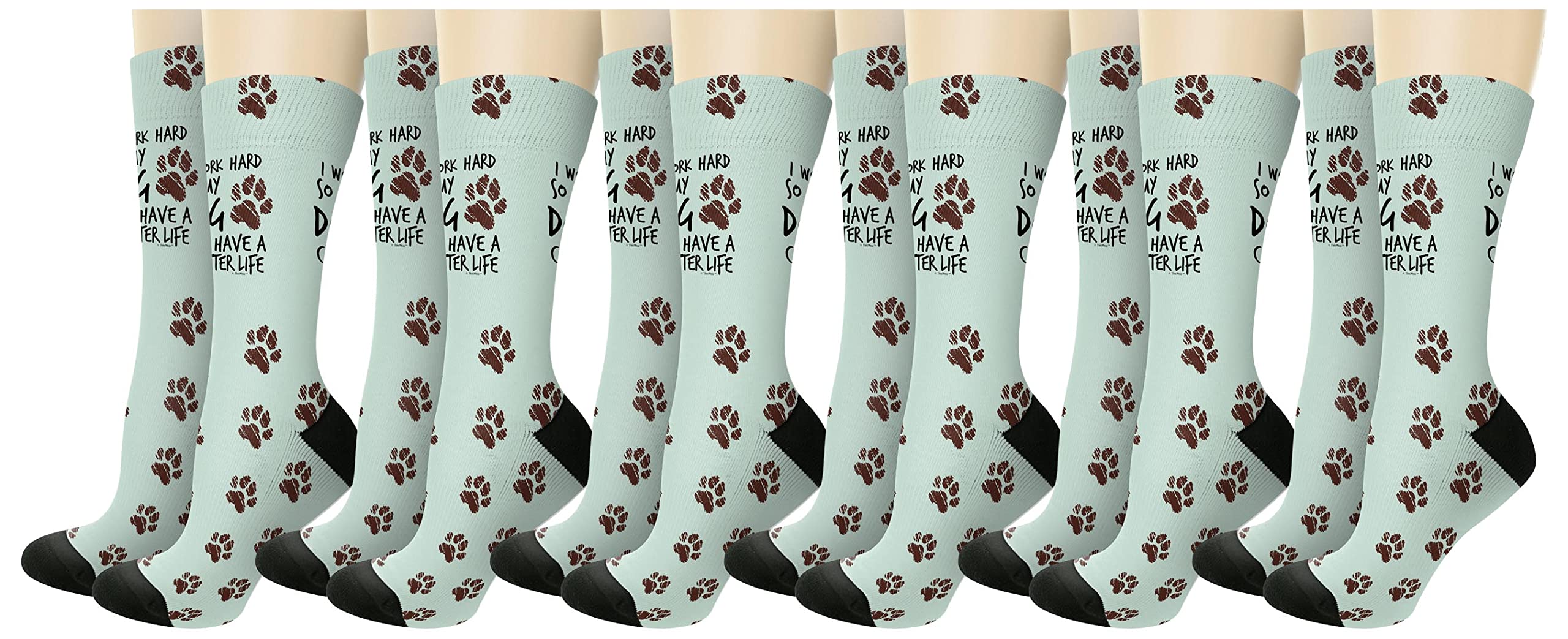 Funny Dog Paw Print Crew Socks - Comfortable Novelty Socks for Dog Lovers - Perfect Gift for Pet Owners - Wear to Work, Gym or Casual Outings