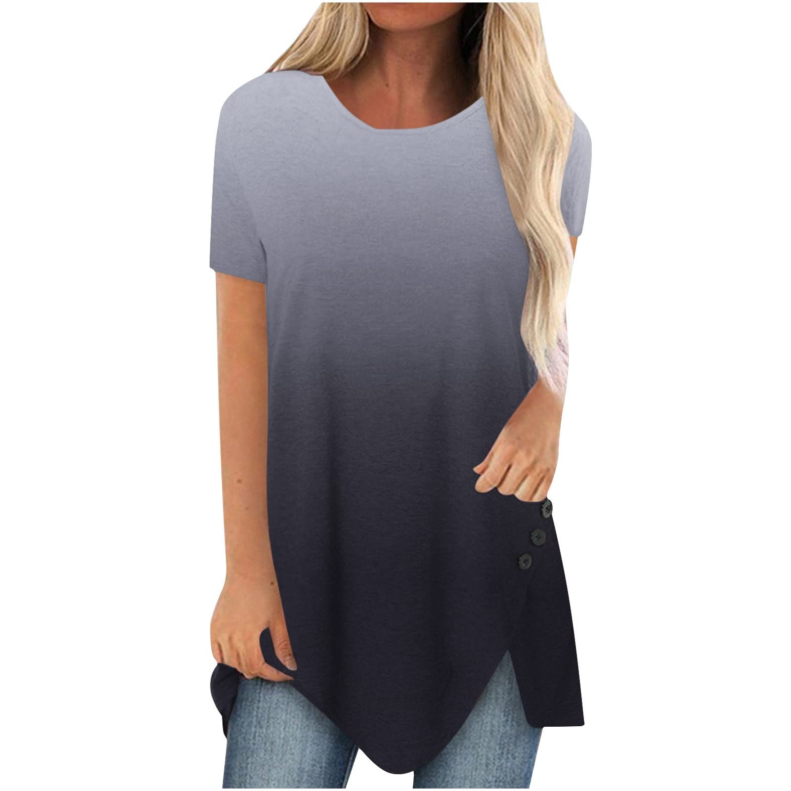 Women's Casual T-Shirts - Summer Cute Printed Tee, Loose Fit Plus Size Short Sleeve Blouse, Comfortable & Sexy Tunic Top for Everyday Wear, Outing & Vacation