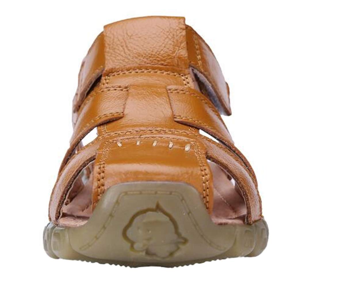 DADAWEN Kids Leather Closed Toe Sport Sandals for Boys & Girls - Breathable Outdoor Play Shoes for Toddler, Little Kid & Big Kid | Perfect for Beach, Park & Summer Adventures