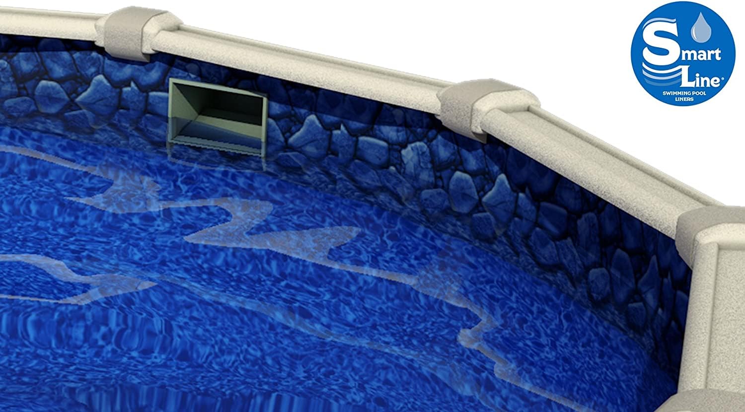 Smartline 15ft x 26ft Oval Above Ground Pool Liner - Boulder Swirl Pattern | 25 Gauge Heavy Duty Virgin Vinyl | Overlap Style for Steel Sided Pools (48-52 Inch Wall Height) | Perfect for Backyard Swimming, Family Fun & Summer Relaxation
