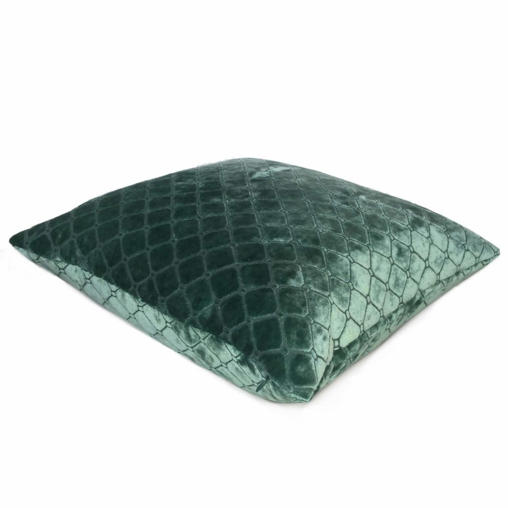 Berel Green Diamond Tile Velvet Pillow Cover - Luxury Decorative Throw Pillow Case for Sofa, Bed, Couch - Home Decor Accent for Living Room, Bedroom, Office