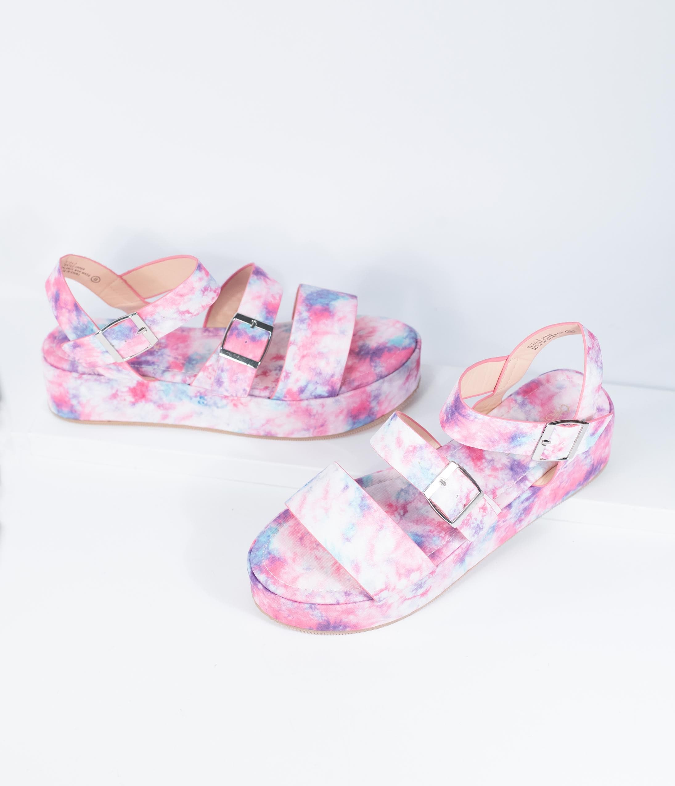 Vibrant Pink & Purple Tie Dye Platform Sandals for Women - Comfortable Summer Beach Slides with Thick Sole - Perfect for Pool Parties, Music Festivals & Boho Outfits