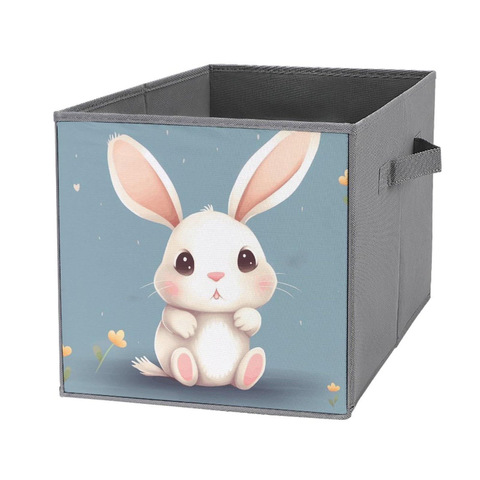 1PCS Foldable Storage Bins - Cute Cartoon Bunny Printed Large Capacity Storage Box with Handle - Home Office Playroom Organization for Toys, Books & Clothes (Multipurpose Storage Solution)