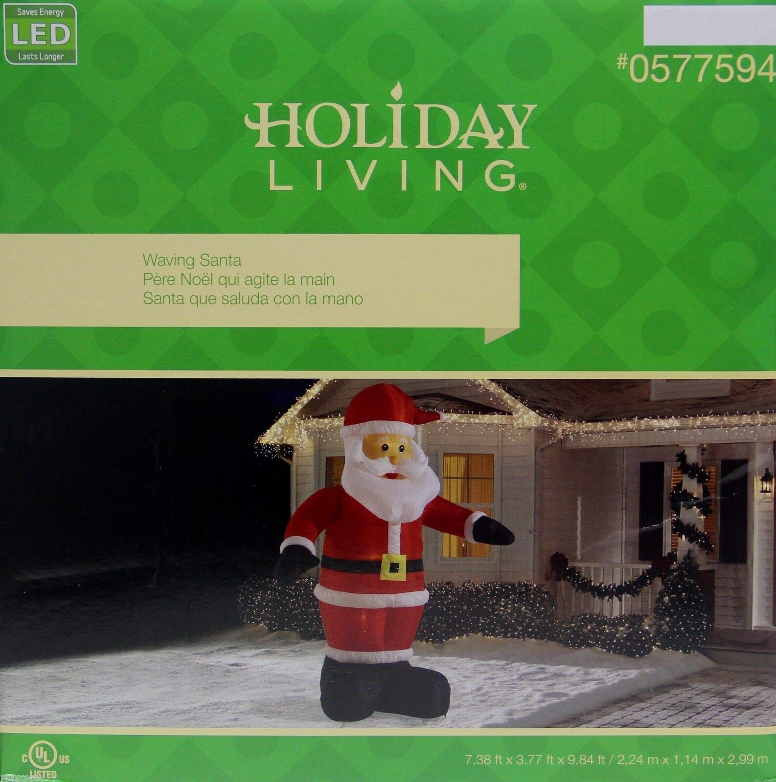 10 Ft Tall LED Lighted Animated Waving Santa Claus Inflatable - Outdoor Christmas Decoration for Yard, Garden, and Holiday Party Decor