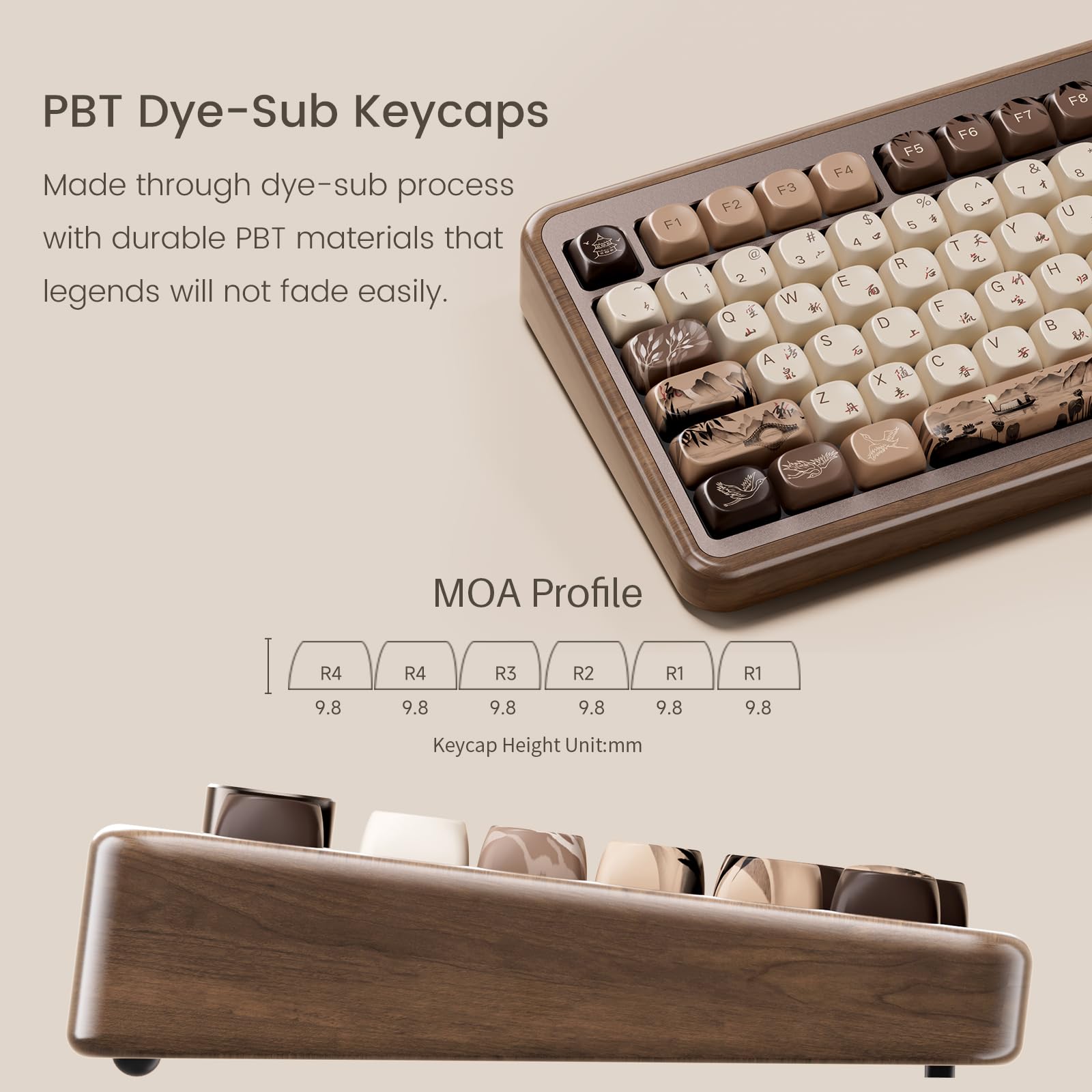 Akko MU02 75% Wireless Mechanical Keyboard - Walnut Wooden Case, RGB Backlit, Hot-Swappable with PBT Dye-Sub Keycaps (2.4G/Bluetooth/Wired) for Mac & Windows - Perfect for Gaming, Office Work & Typing (Mountain Seclusion, Rosewood Switch)