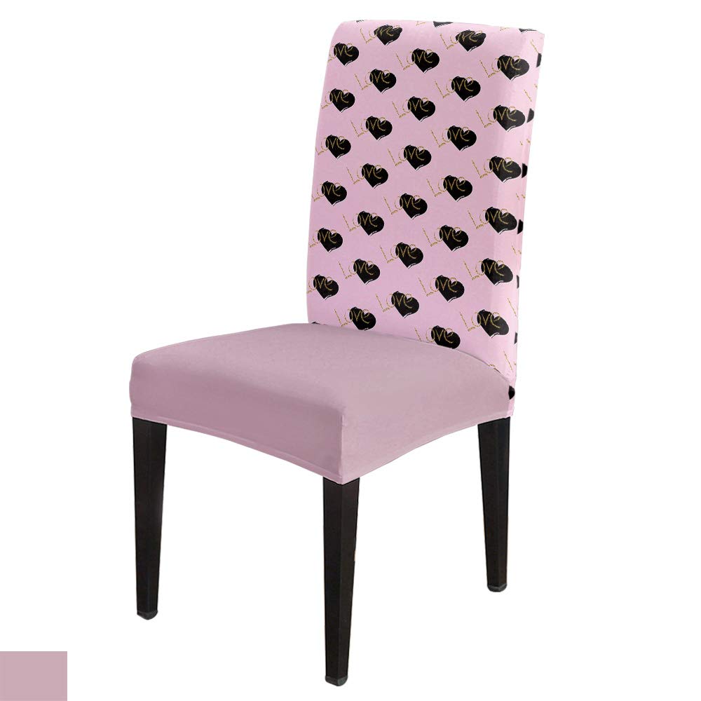 Elegant Pink Heart Stretch Dining Chair Covers Set of 6 - Washable Slipcovers for Kitchen, Living Room & Bedroom - Perfect for Home Decor, Hotel Banquets & Wedding Chair Decorations