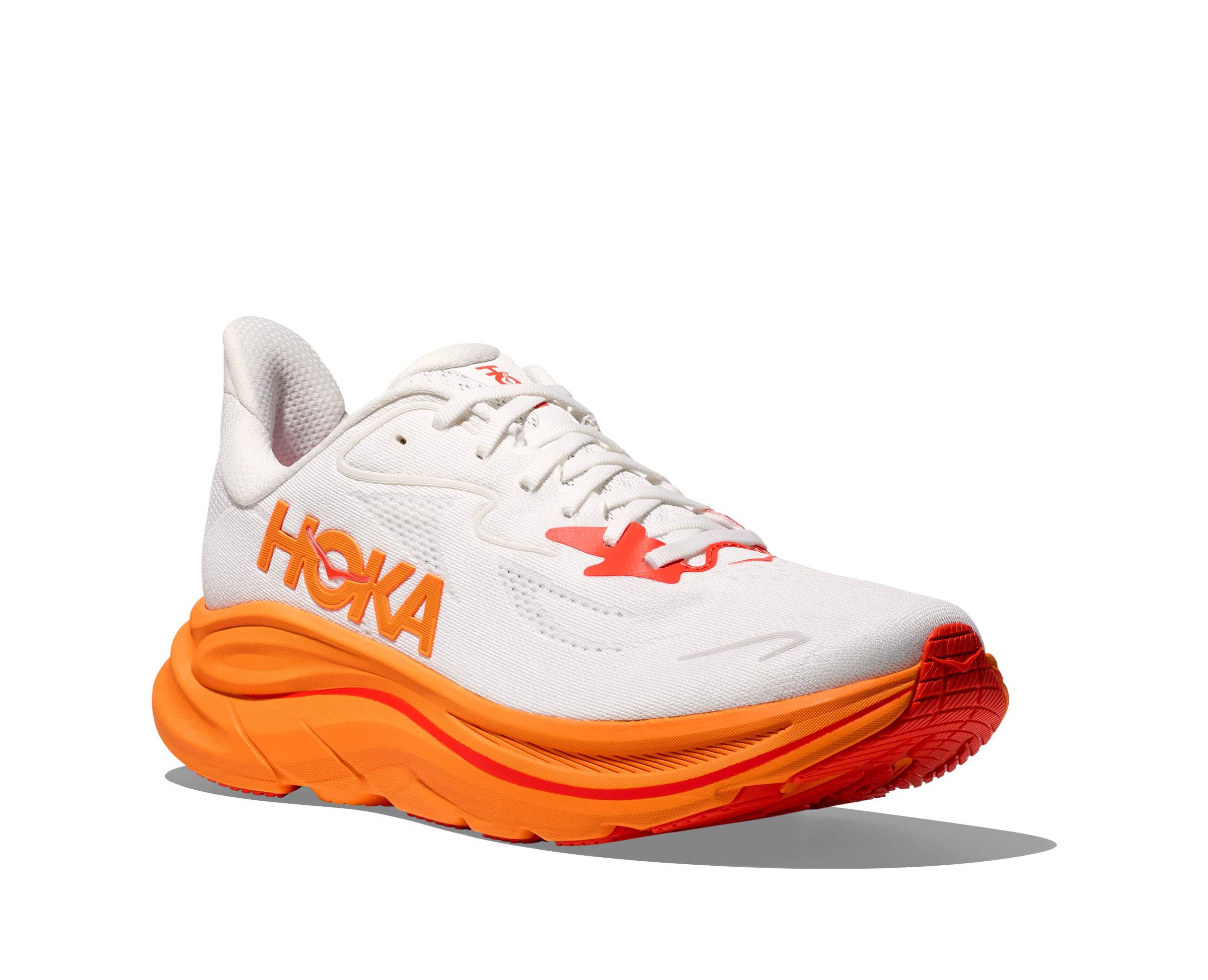 HOKA Women's Clifton 10 Running Shoes - Frost/Orange Zest - Lightweight Cushioned Sneakers for Road Running, Jogging & Gym Workouts