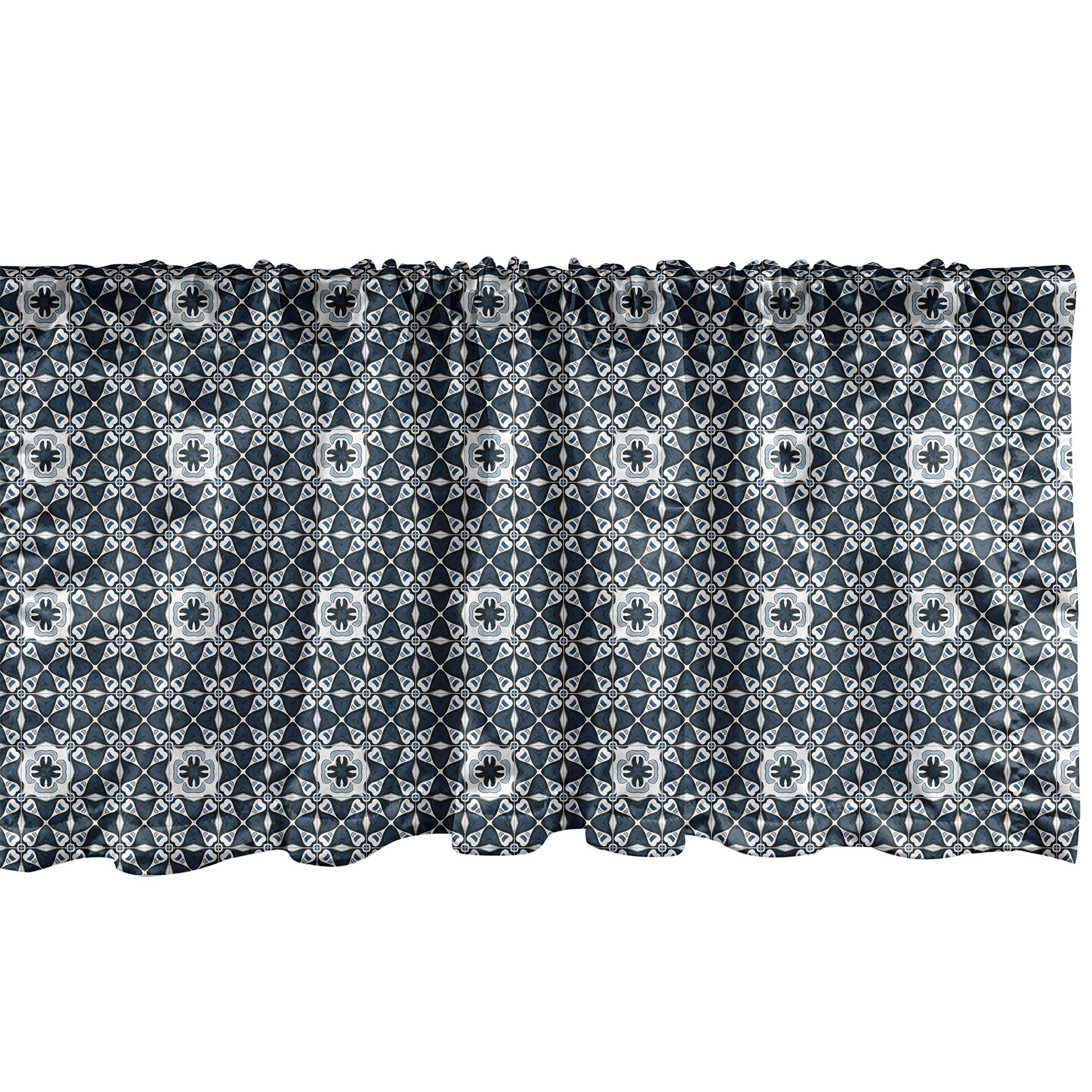 Ambesonne Traditional Window Valance - European Azulejo Portuguese Mosaic Tile Design, Folkloric Cultural Heritage Spanish Style Kitchen & Bedroom Curtain Valance with Rod Pocket, 54