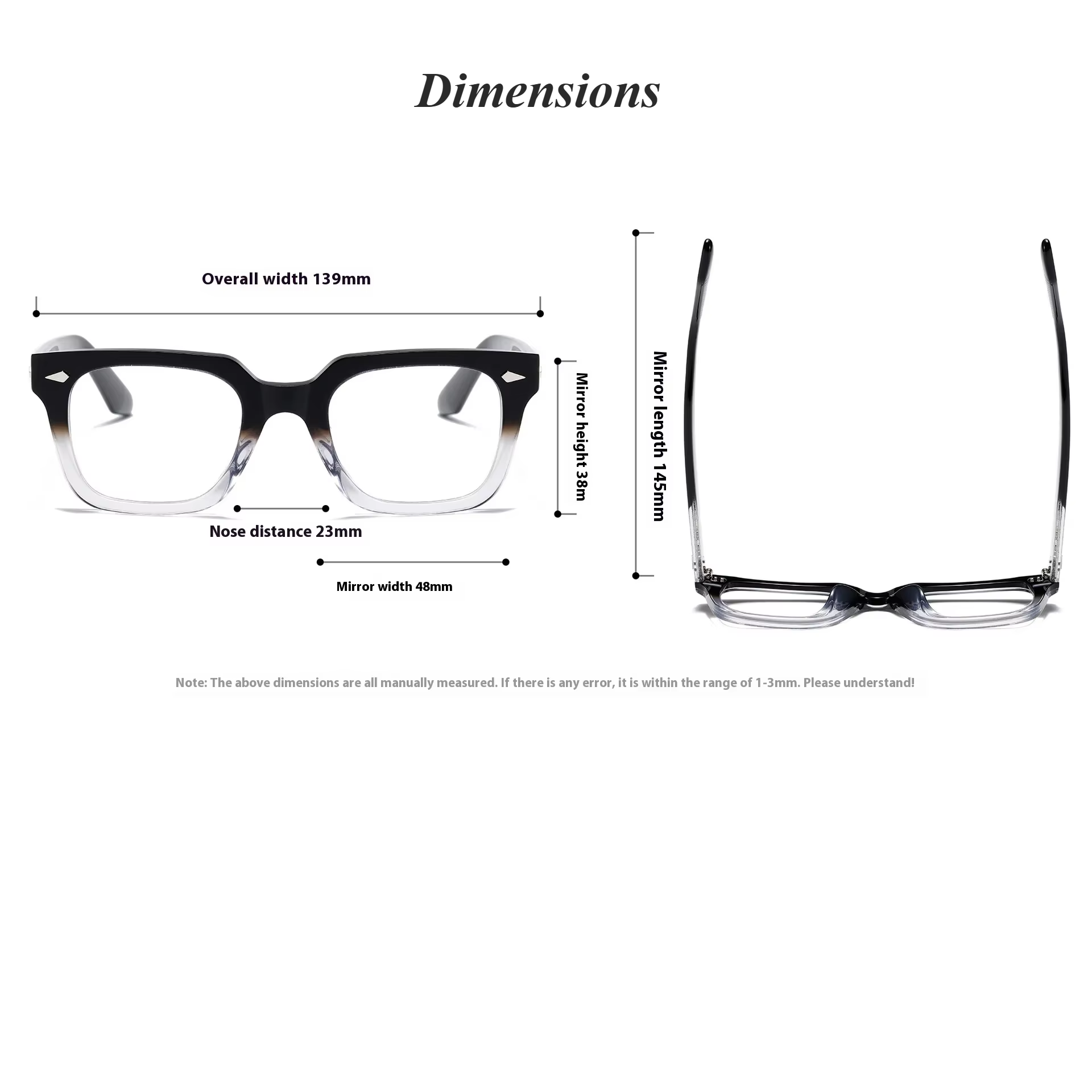 Aror Women's Full Rim Square Thick Acetate Eyeglasses Frame 19139 - Stylish Reading Glasses for Office, Driving & Fashion Accessories