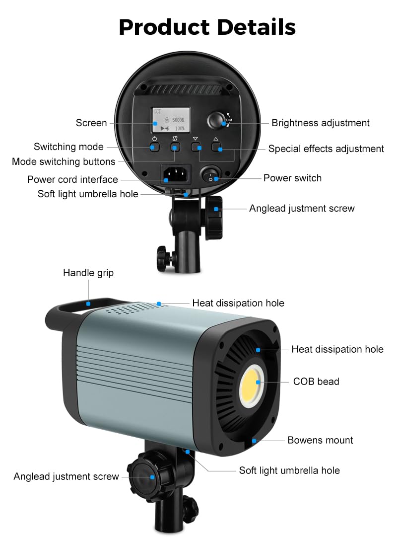 FEICHAO 100W LED Photography Light - Studio Fill Light for Film, Camera, and Video Shooting - Perfect for YouTube, TikTok, and Portrait Photography