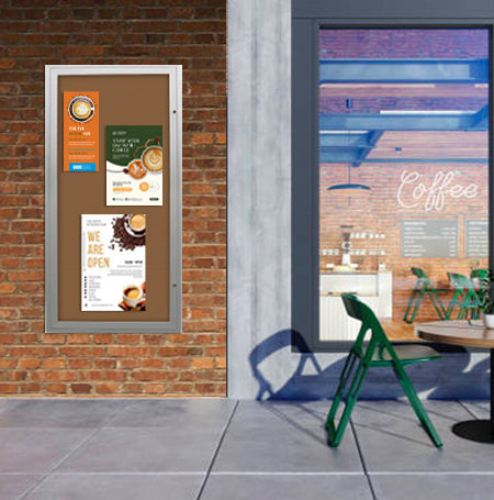 24x48 Extra Large Outdoor Enclosed Bulletin Board with LED Lights - Weatherproof Swing Case for Schools, Parks & Offices (Single Door Design)