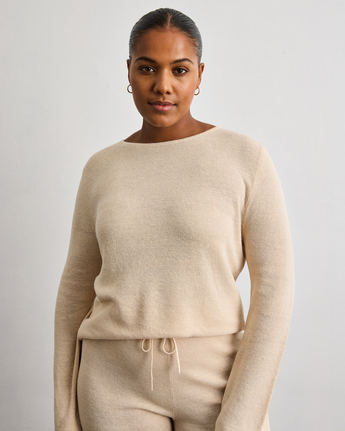 Oatmeal Linen Knit Set - Soft & Breathable Women's Lounge Outfit for Summer & Home Relaxation