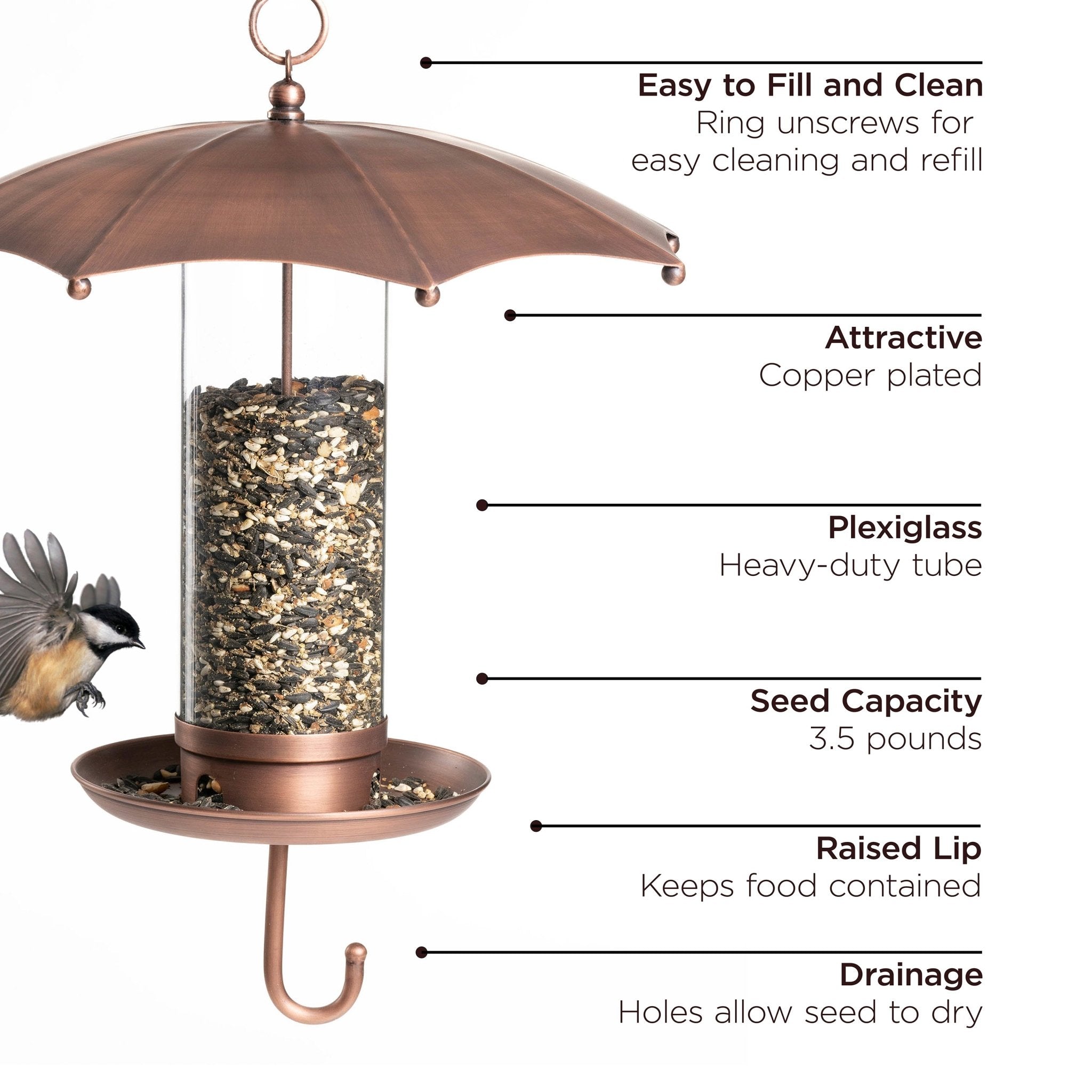 Waterproof Bird Feeder for Rainy Days - Hanging Outdoor Garden Decor to Attract Wild Birds - Perfect for Backyard, Patio & Balcony Bird Watching