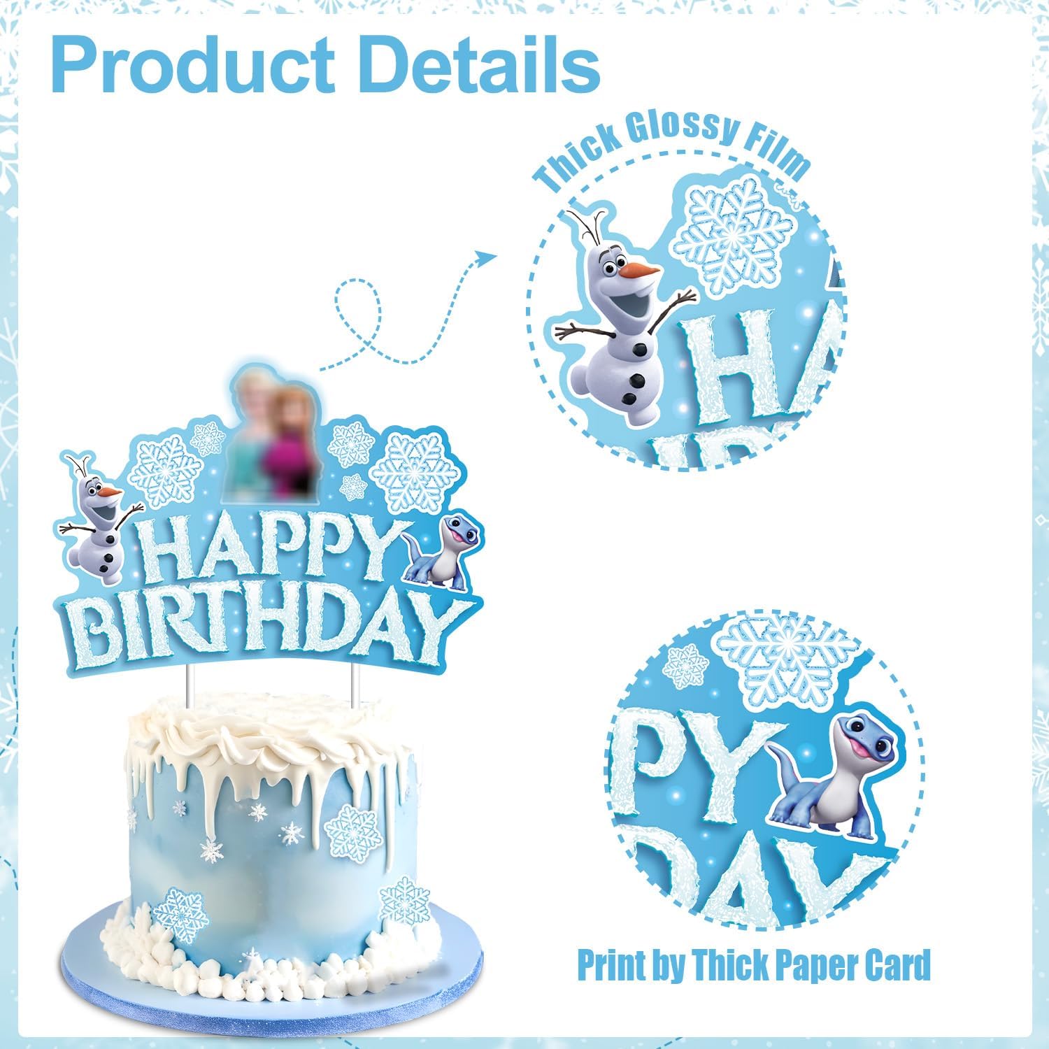 Snowflake Princess Cake Topper for Girls & Boys - Frozen Birthday Party Decorations | Perfect for Baby Showers, Kids Birthday Cakes & Winter Themed Celebrations