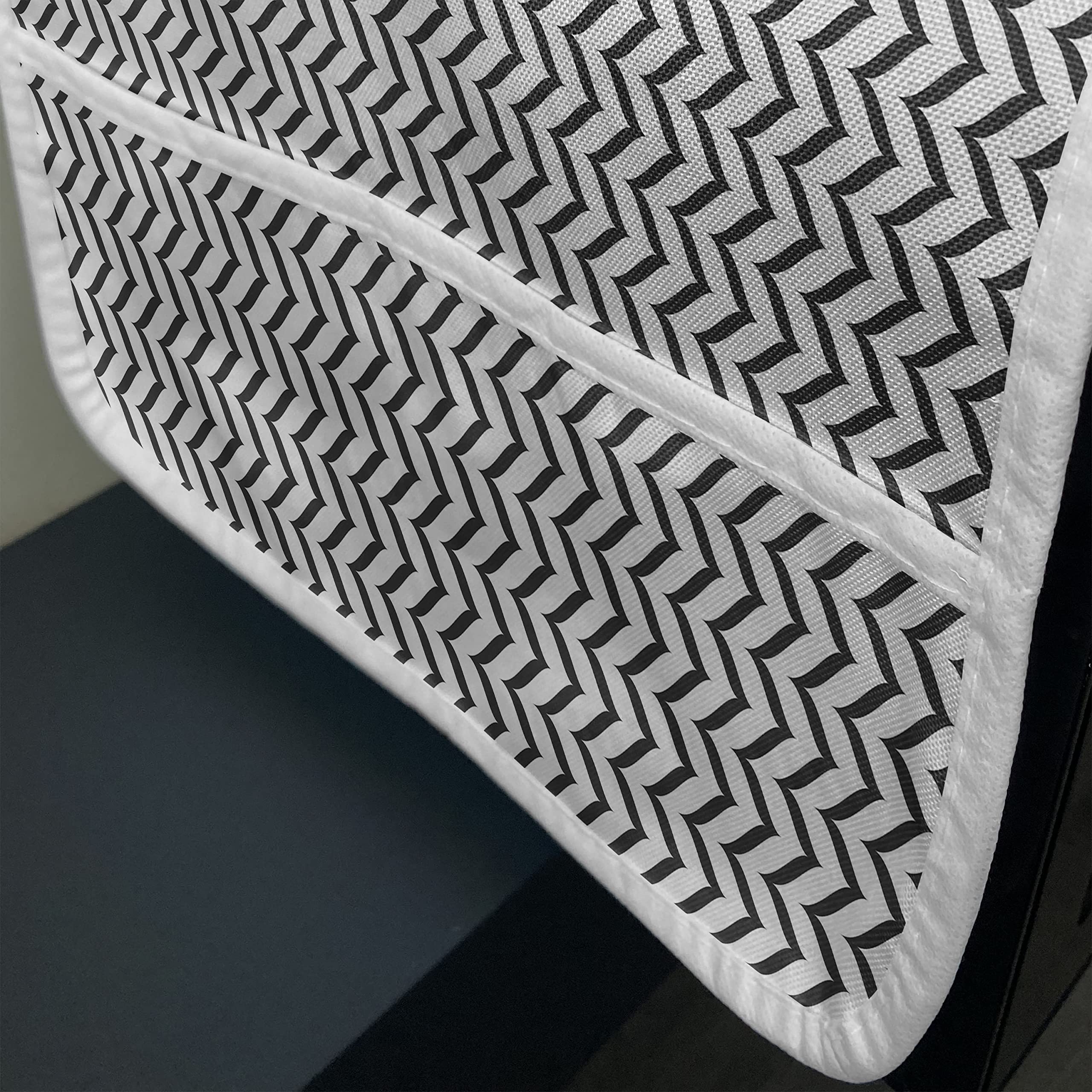 Ambesonne Herringbone Microwave Cover - Modern Zigzag Wavy Stripes Design, Water Resistant Kitchen Organizer with Pockets, 36