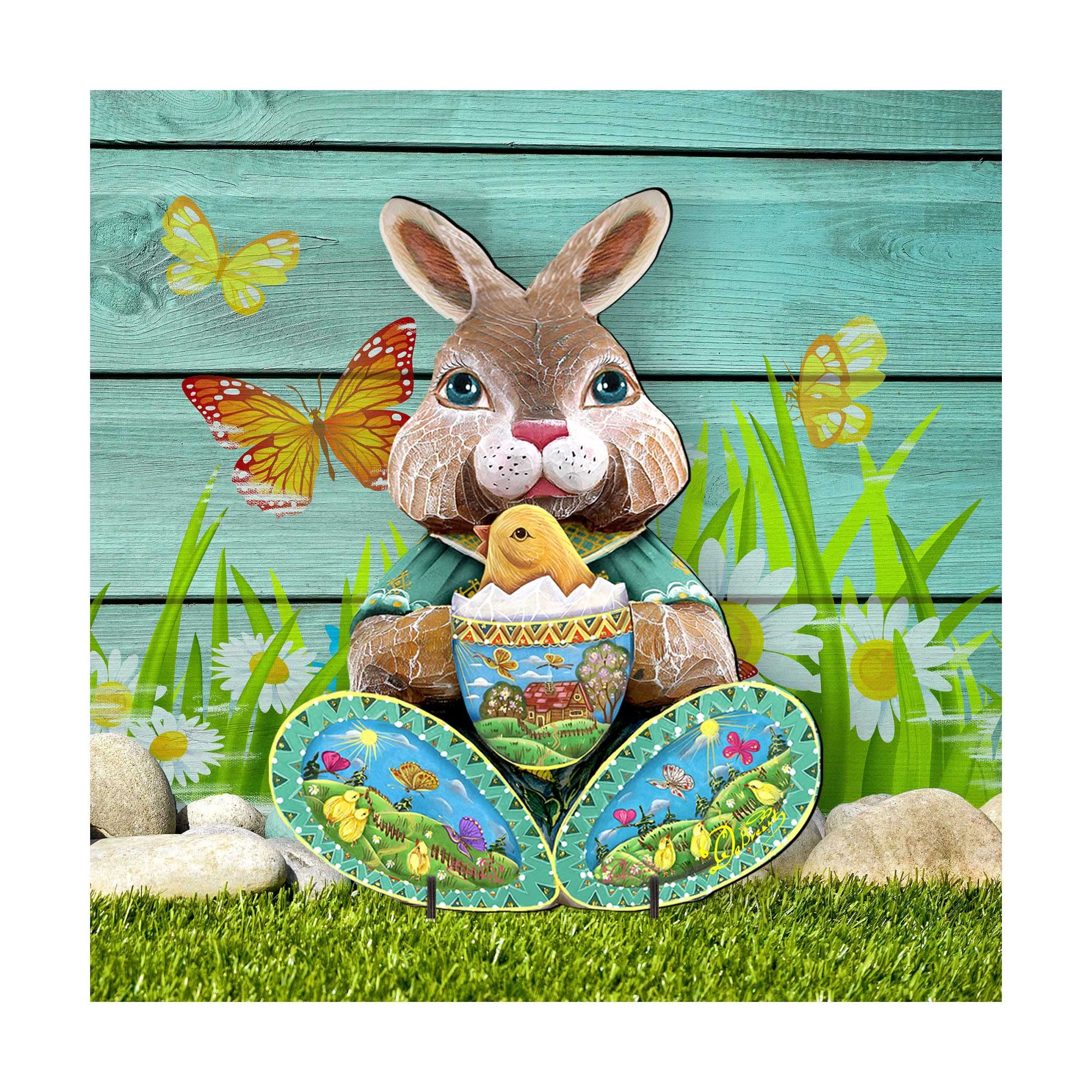 Easter Bunny Wooden Outdoor Decor - Large Garden & Yard Art by G.DeBrekht - Perfect for Spring Decorations, Easter Celebrations, and Backyard Landscaping